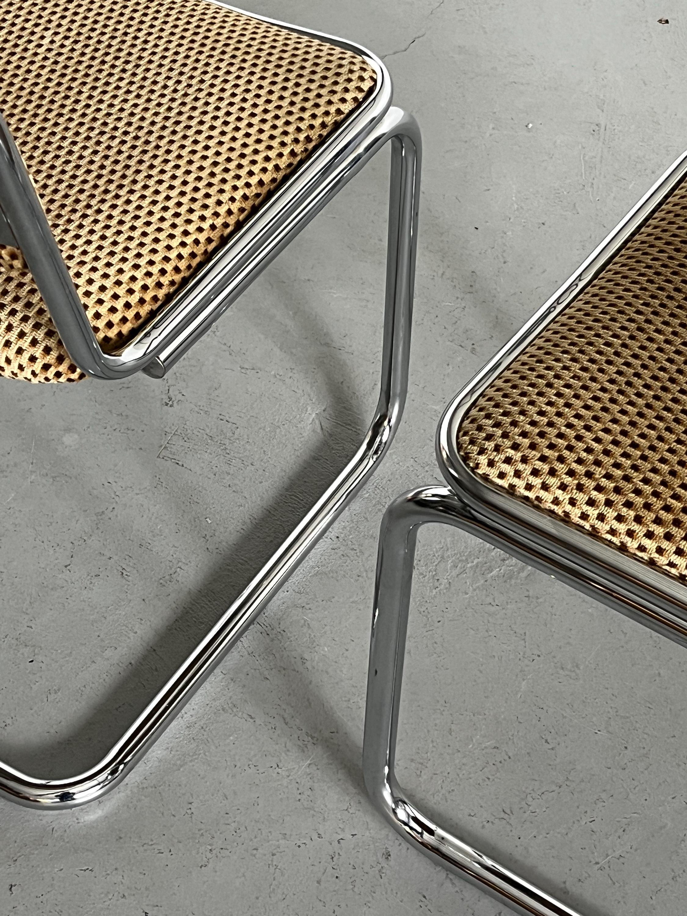 Bauhaus Design Cantilever Dining Chairs in Patterned Upholstery