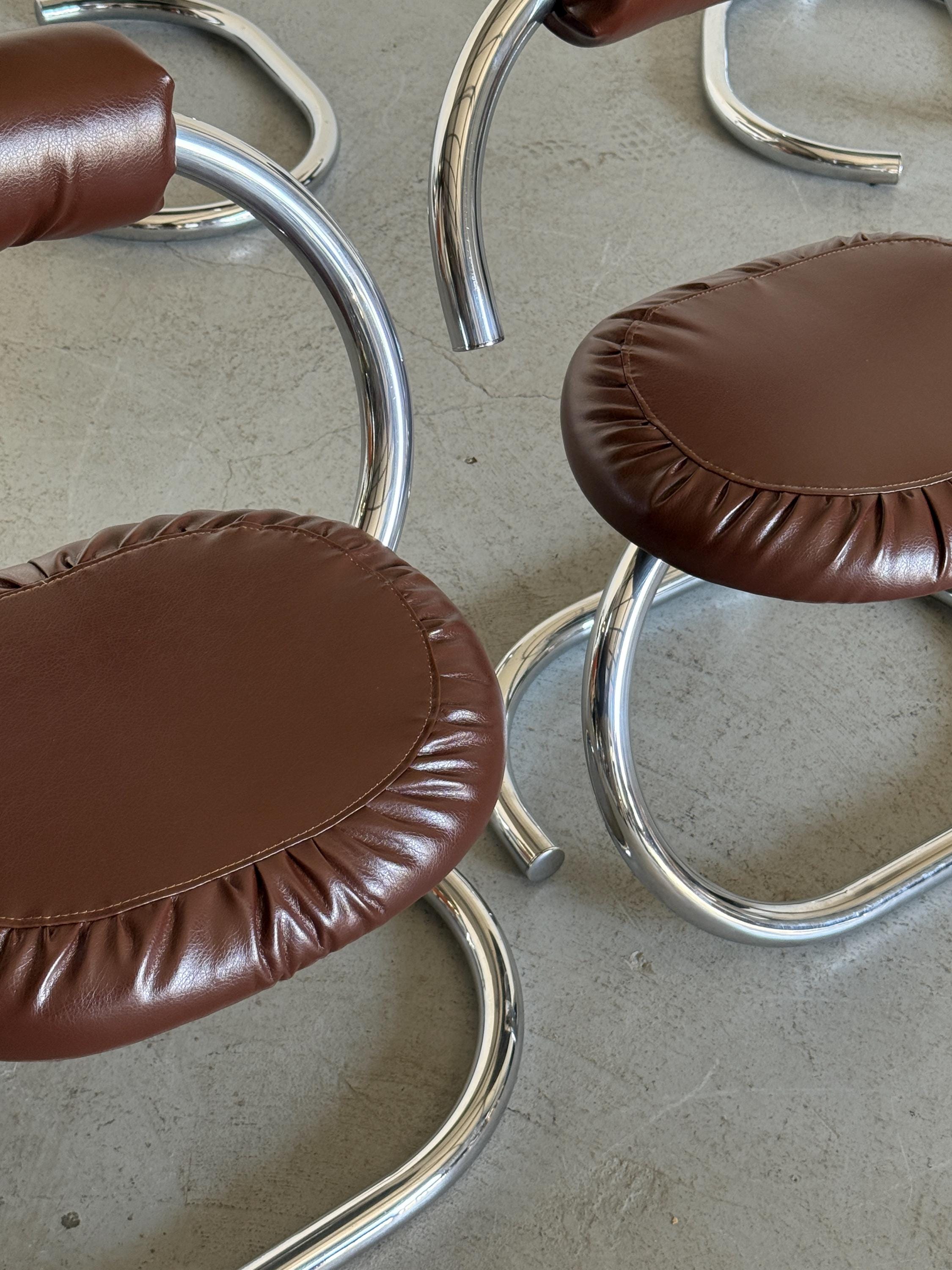 Space Age Chromed Chairs in style of 'Cobra' Chairs by Giotto Stoppino