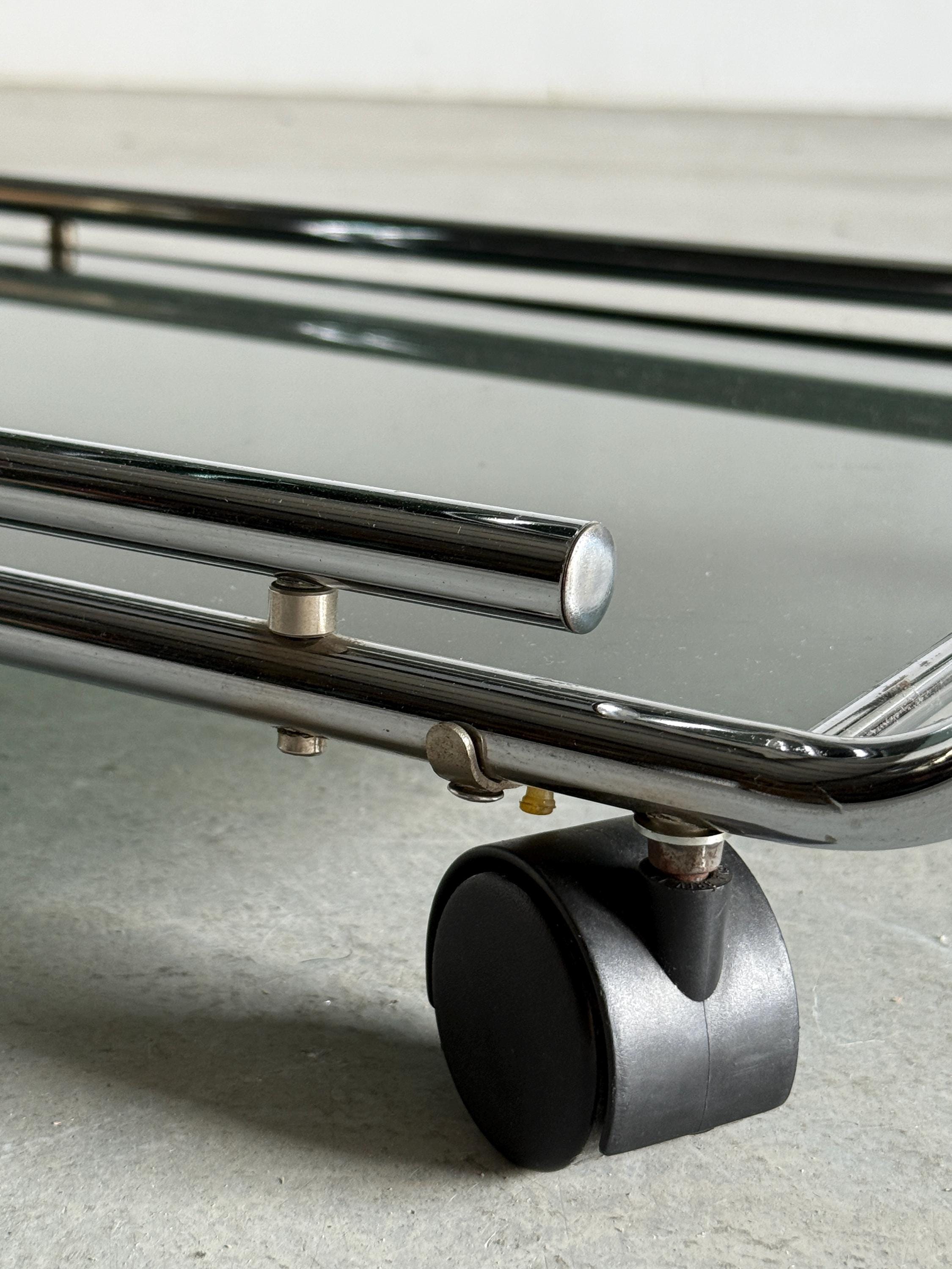 Chrome and Smoked Glass Serving Trolley