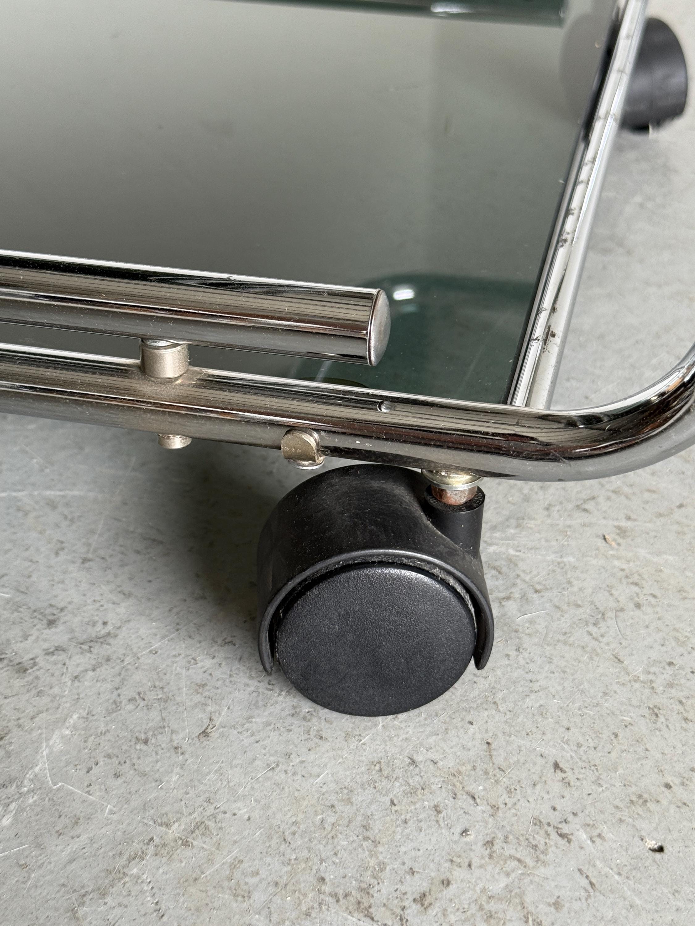 Chrome and Smoked Glass Serving Trolley