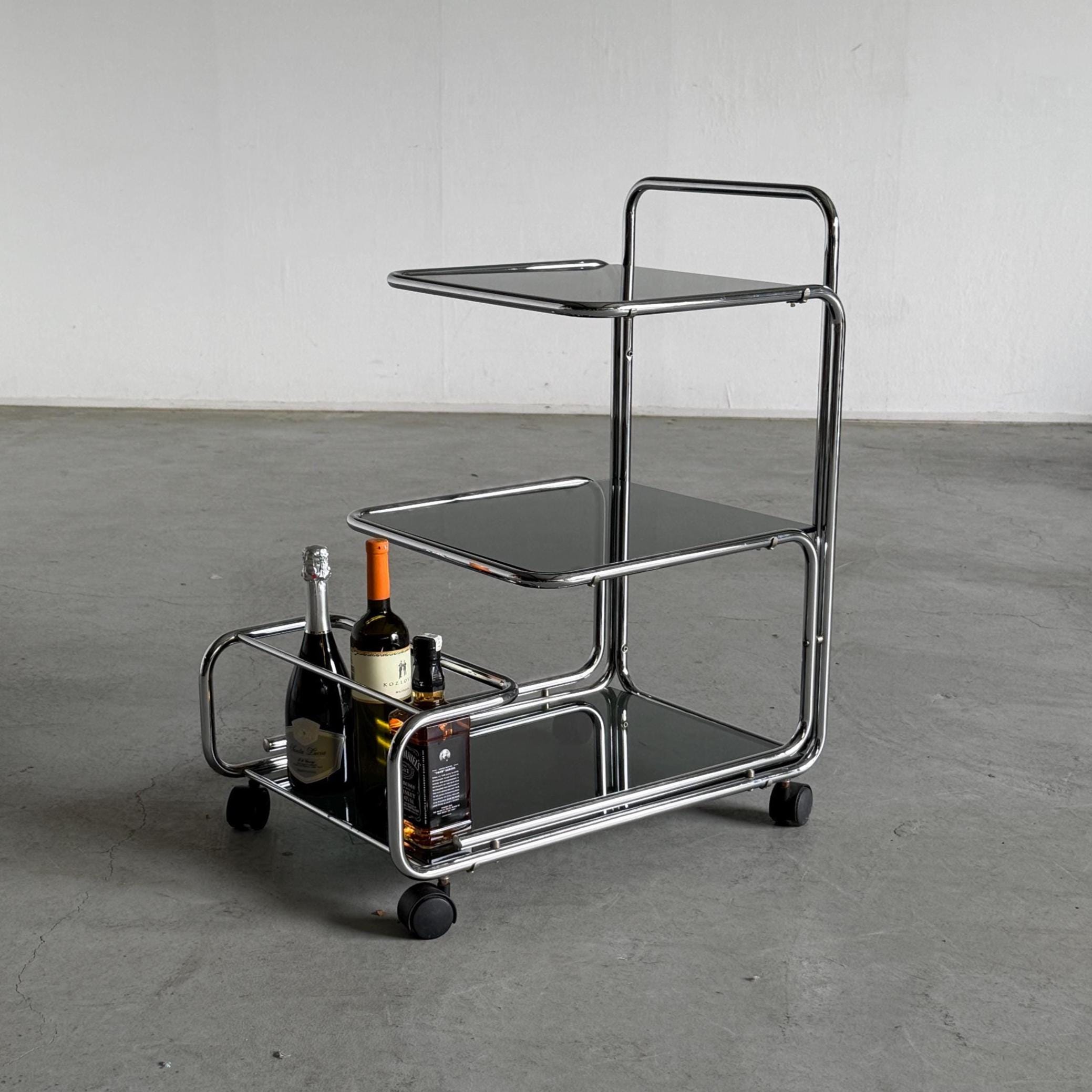 Chrome and Smoked Glass Serving Trolley