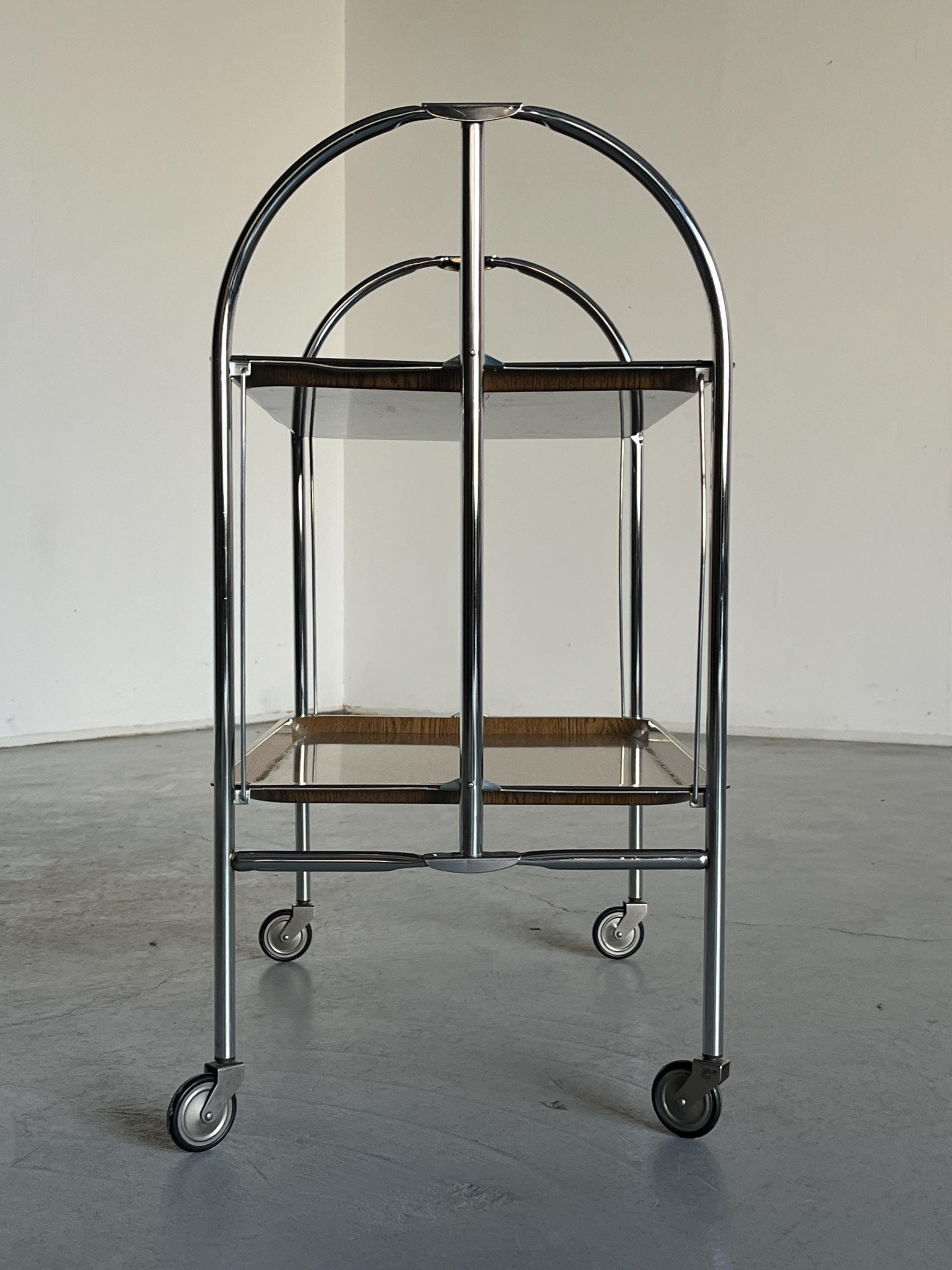 Mid-Century-Modern Foldable Serving Trolley in the Style of 'Dinett'