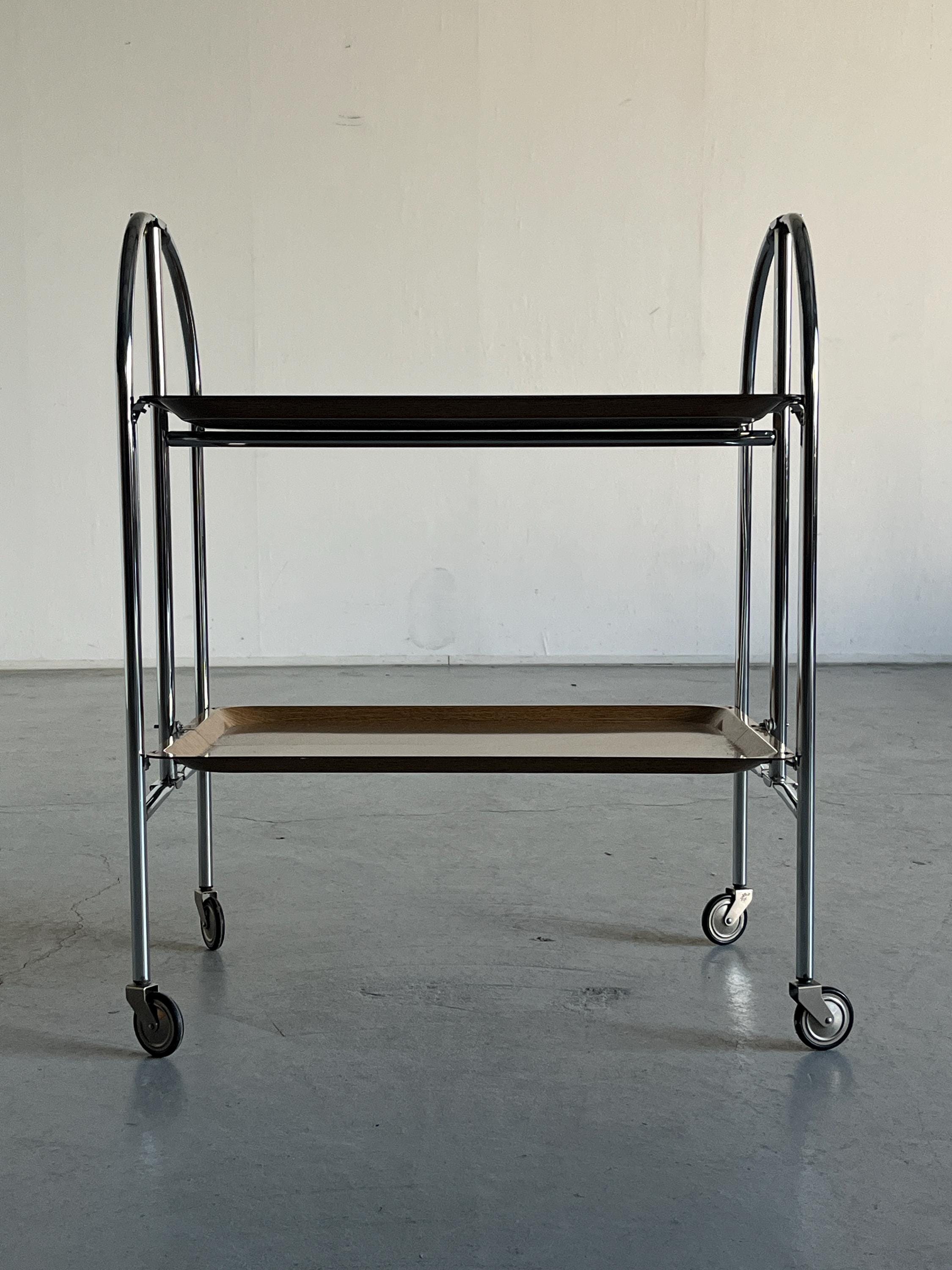 Mid-Century-Modern Foldable Serving Trolley in the Style of 'Dinett'