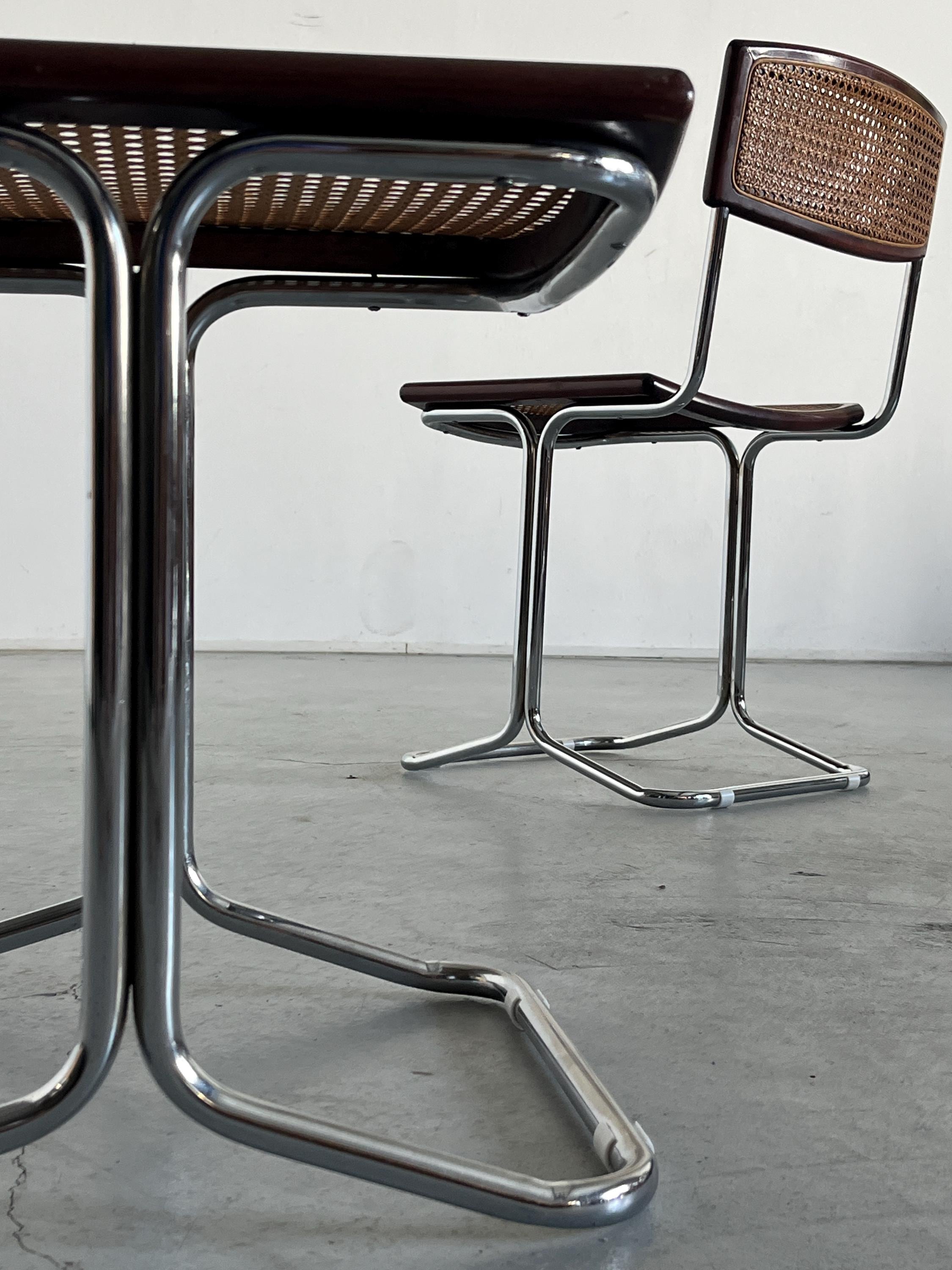 Wickered Cane and Chrome Dining Chairs Attributed to Antonio Ari Colombo for Arflex