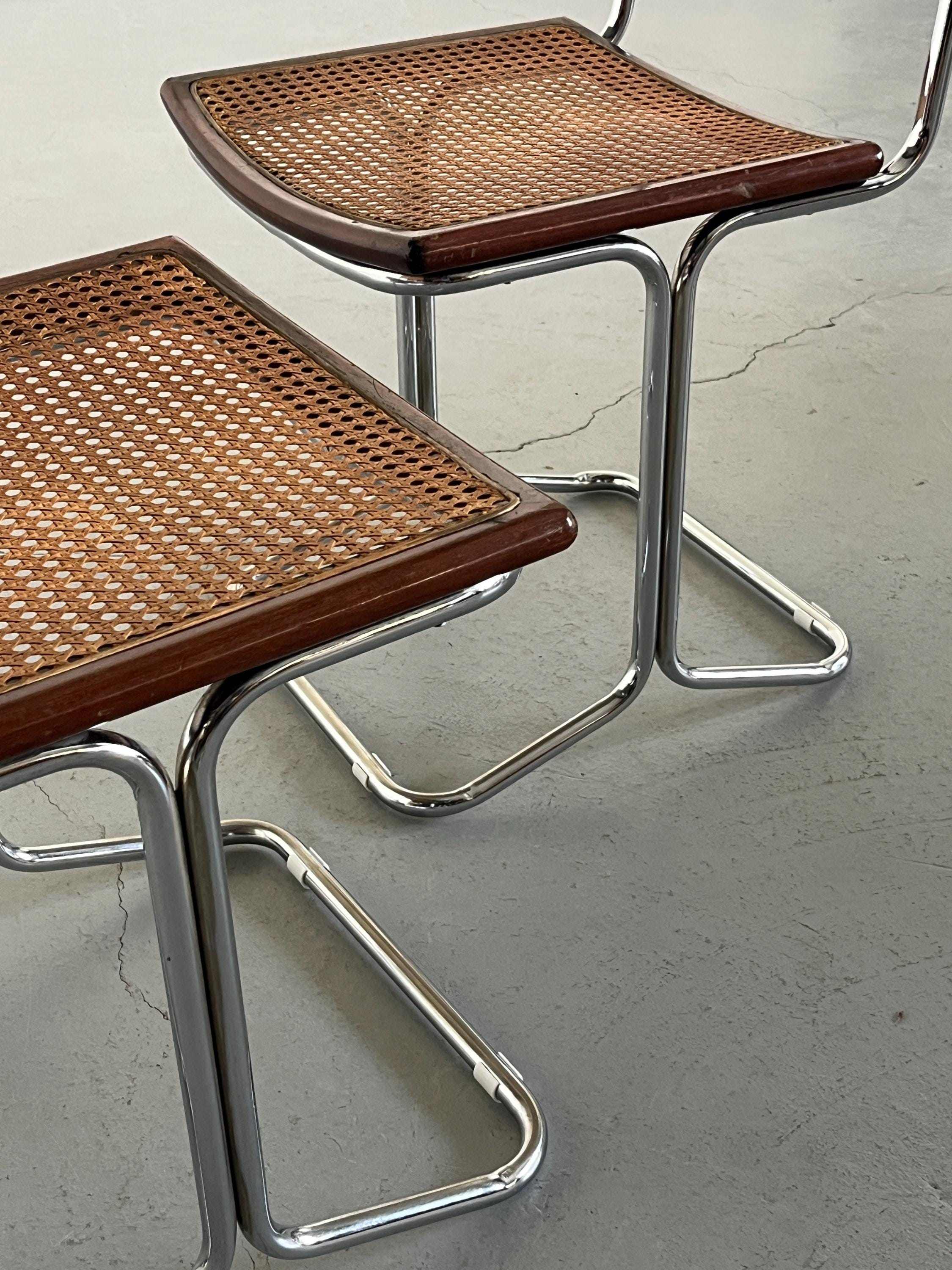 Wickered Cane and Chrome Dining Chairs Attributed to Antonio Ari Colombo for Arflex