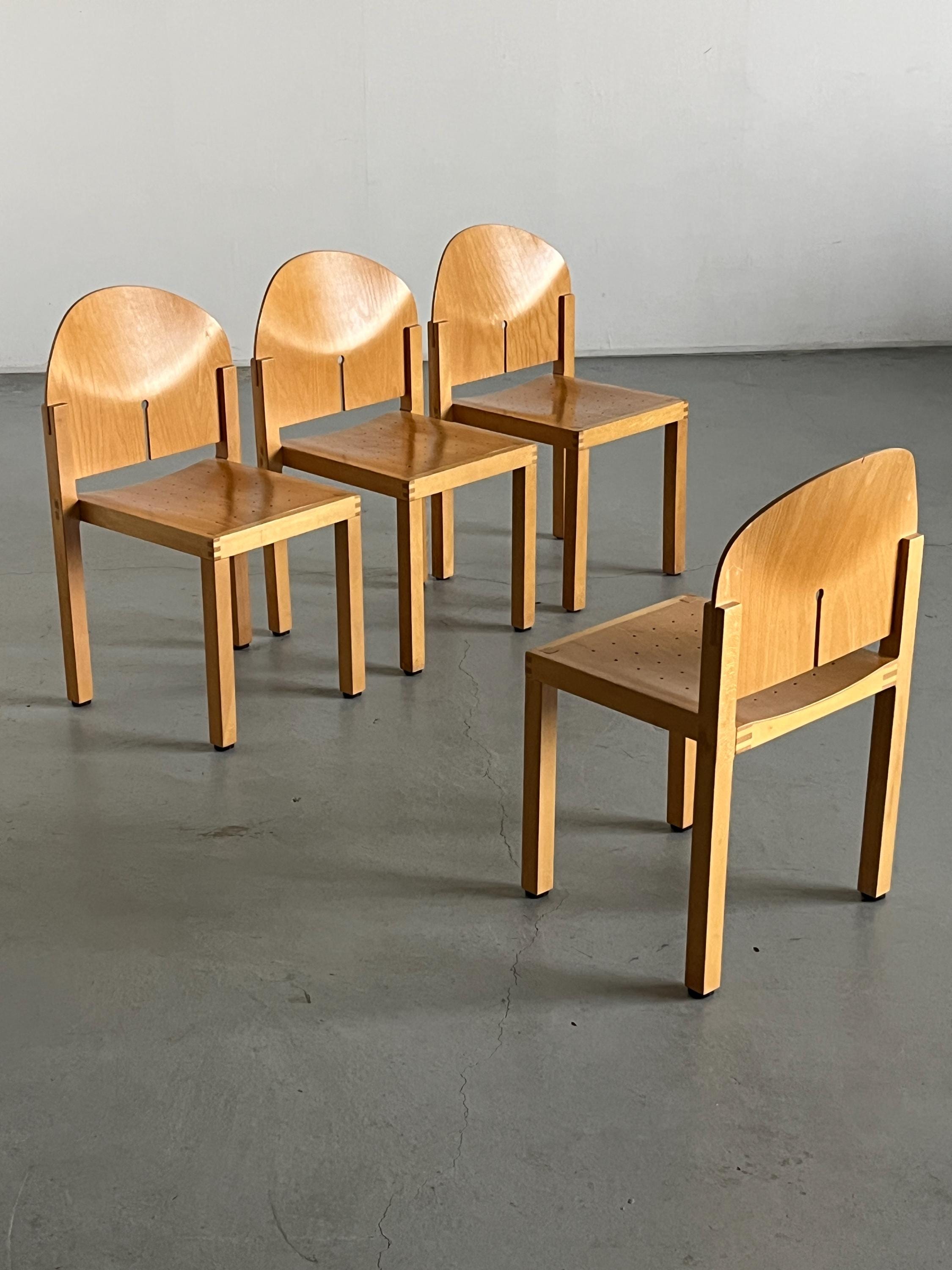 Postmodern Sculptural Dining Chairs by Arno Votteler for Bisterfeld and Weiss