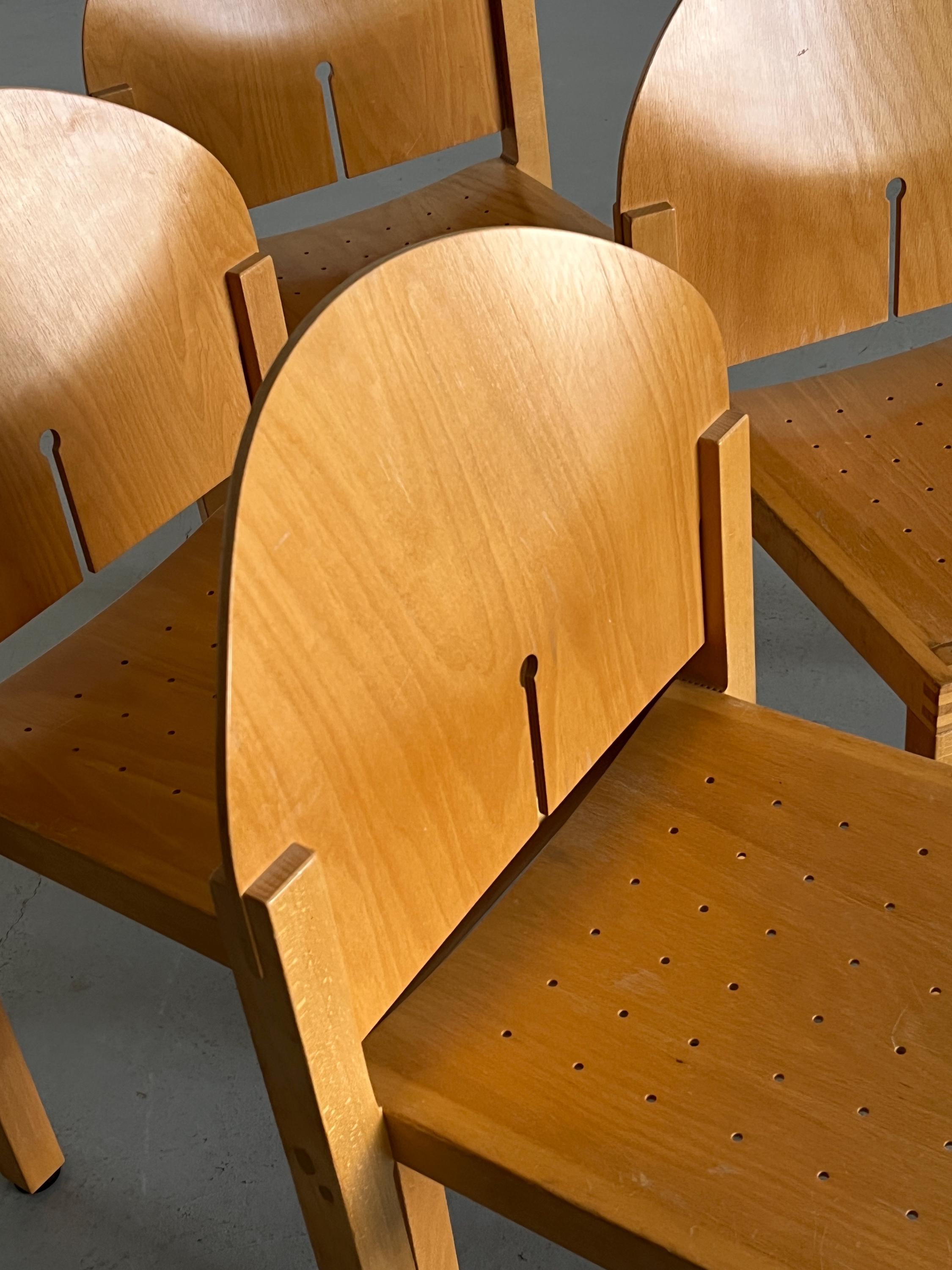 Postmodern Sculptural Dining Chairs by Arno Votteler for Bisterfeld and Weiss