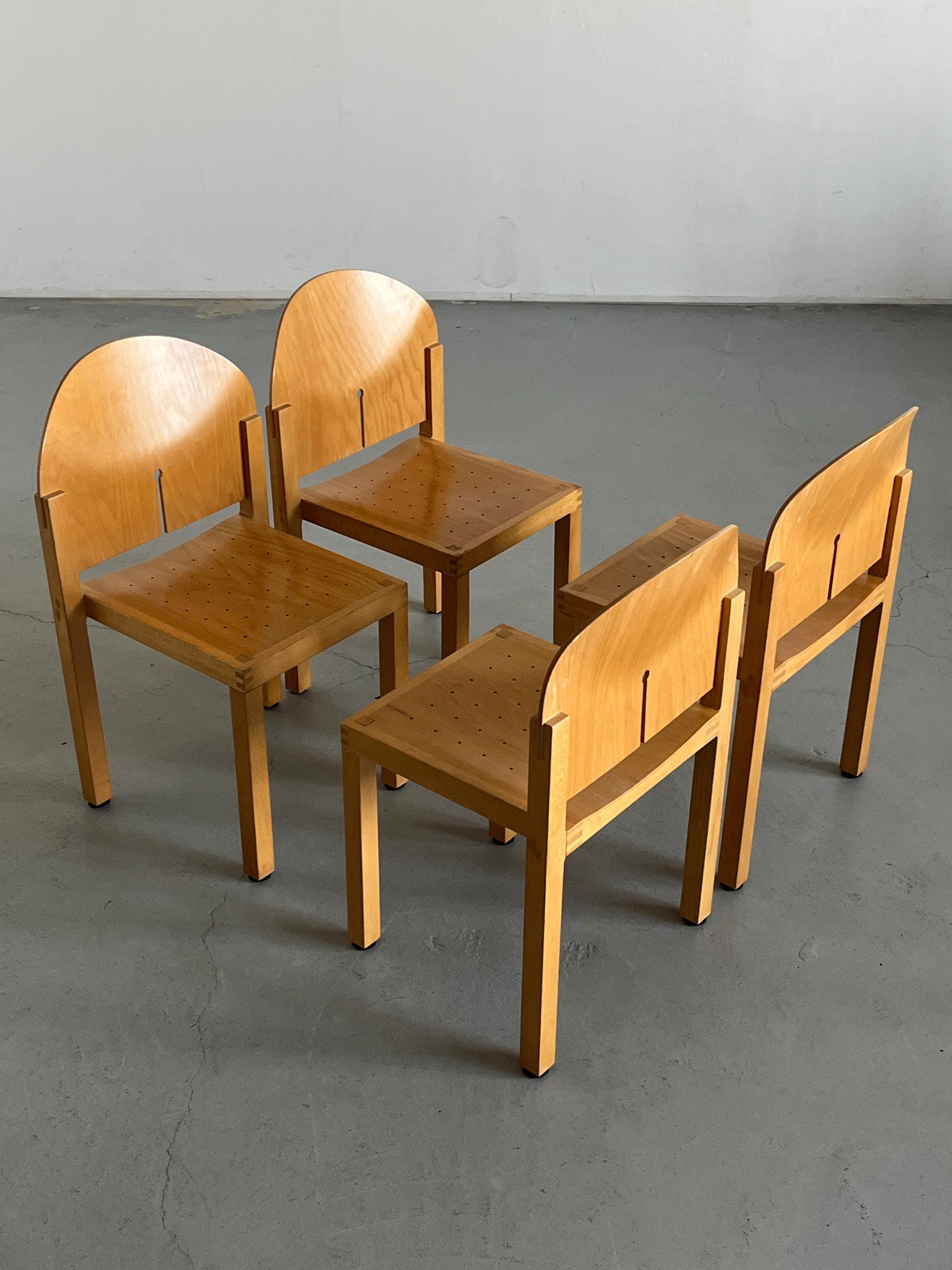 Postmodern Sculptural Dining Chairs by Arno Votteler for Bisterfeld and Weiss