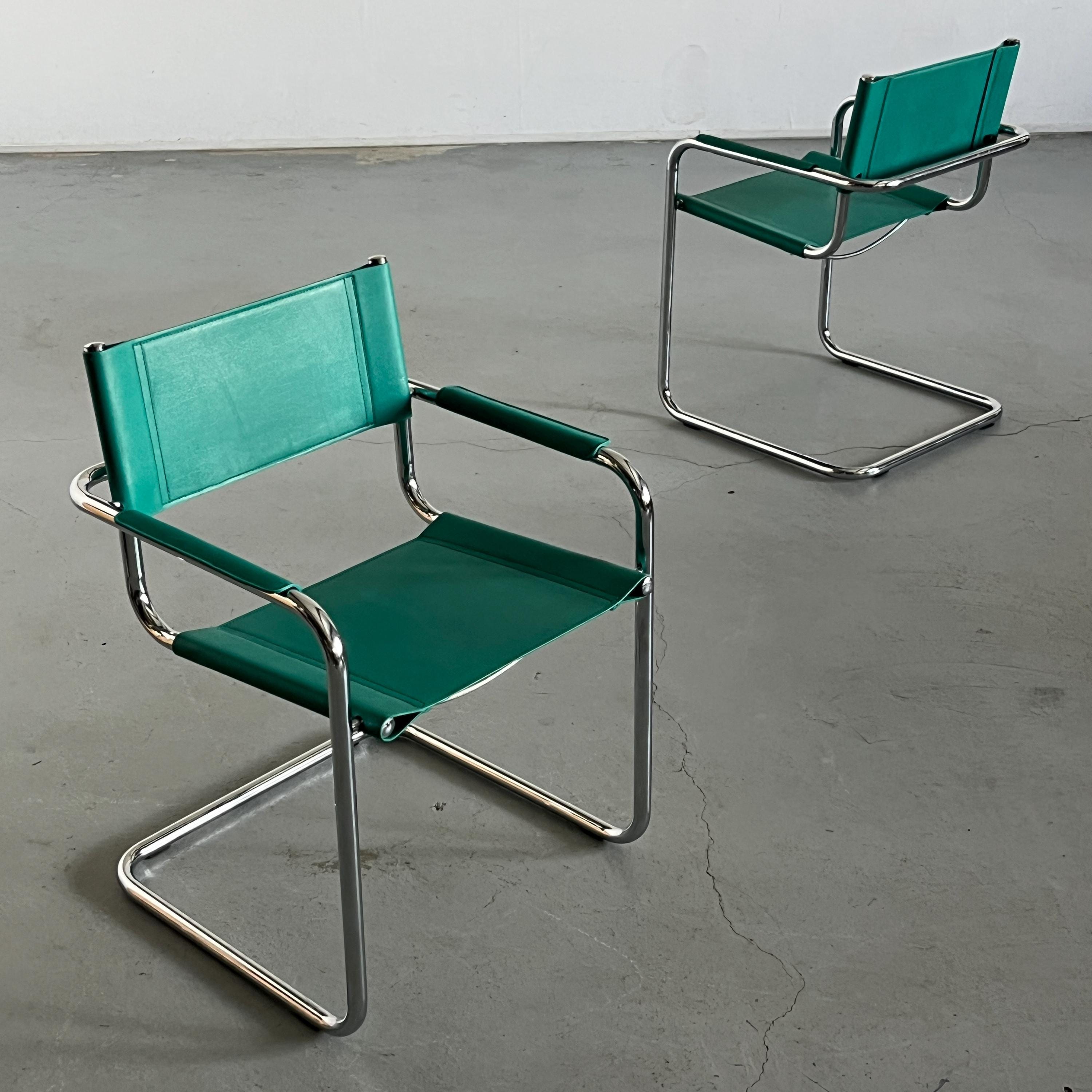 Mart Stam S34 Design Turquoise Cantilever Chairs