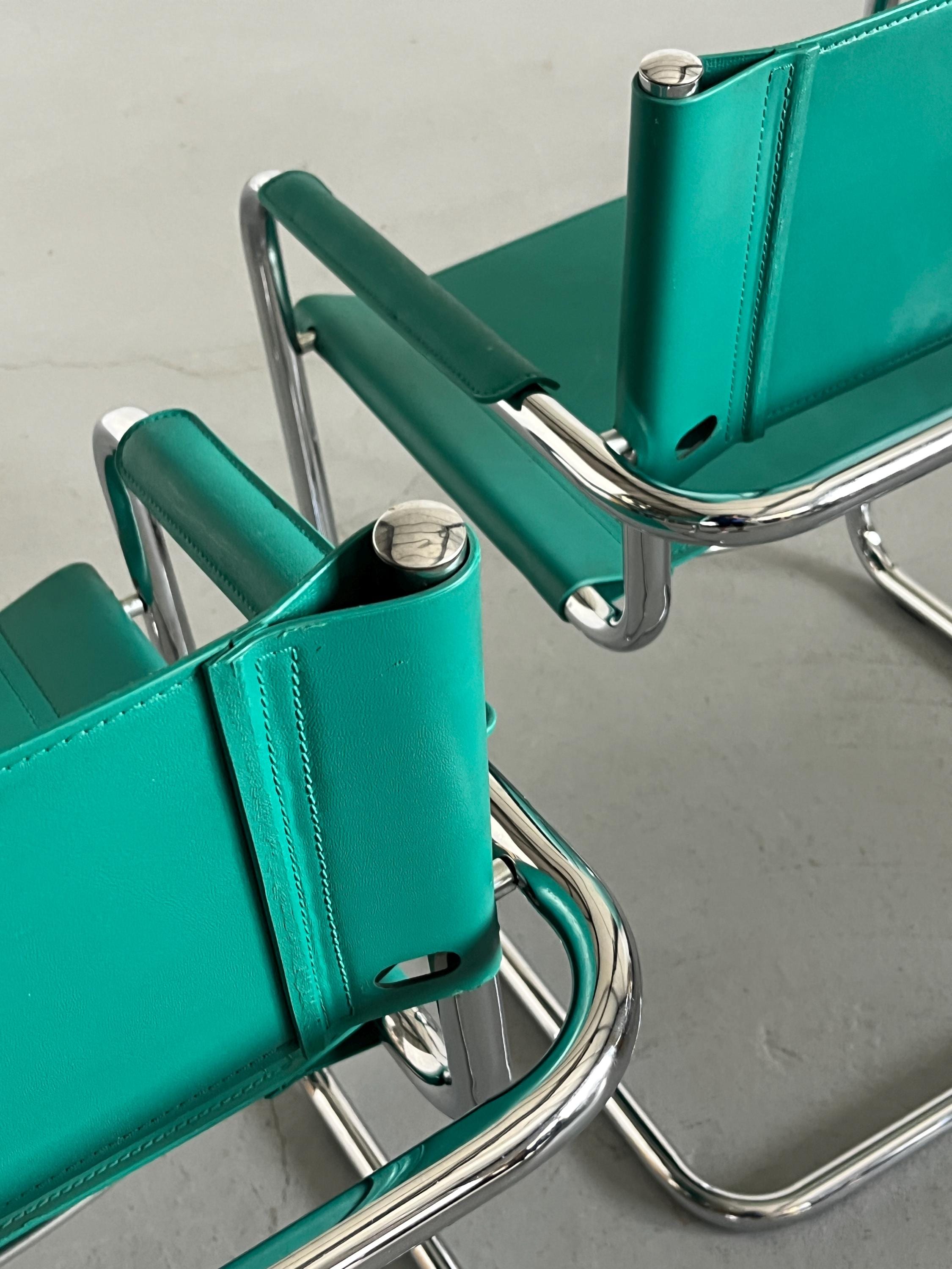 Mart Stam S34 Design Turquoise Cantilever Chairs