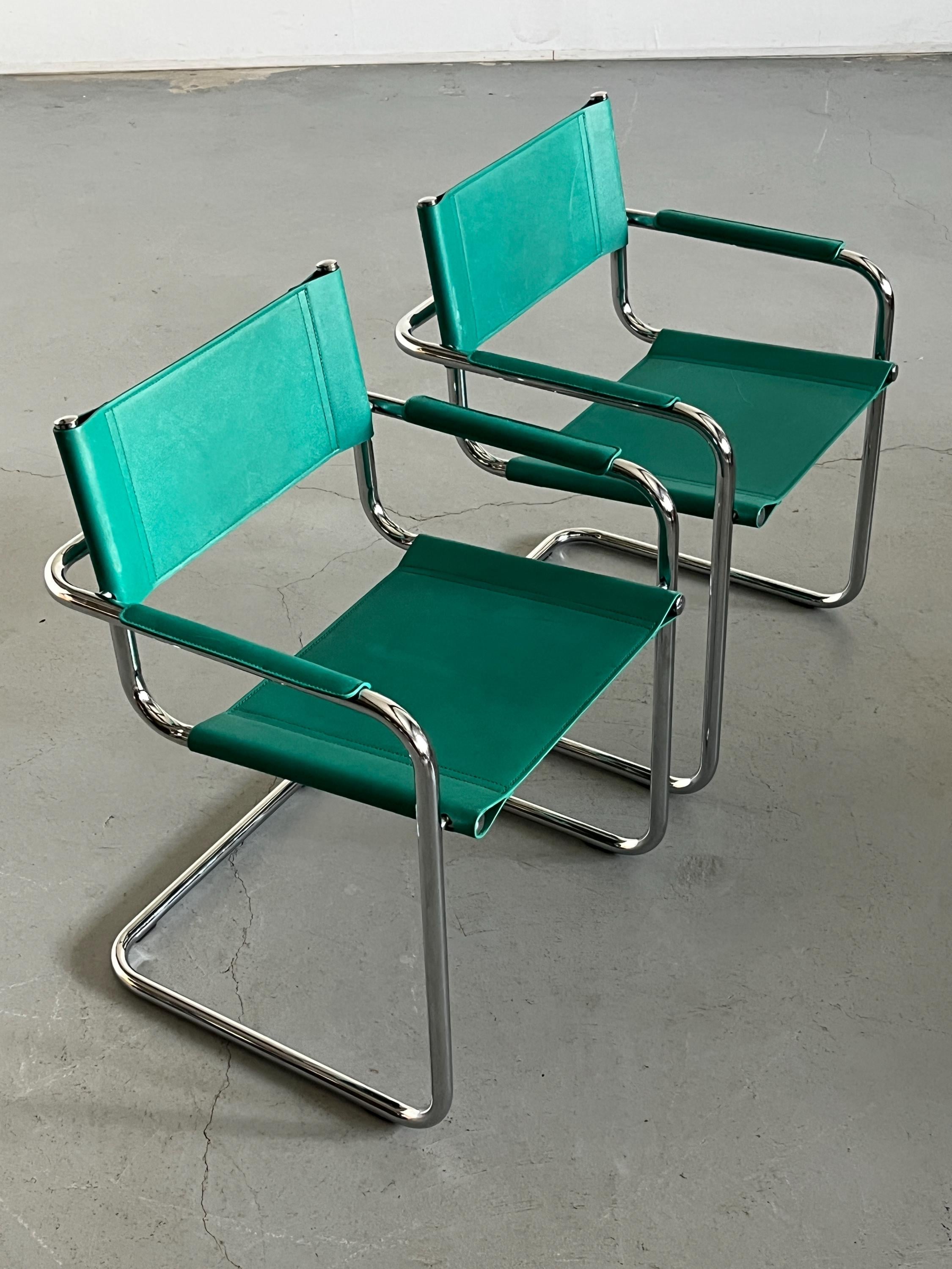 Mart Stam S34 Design Turquoise Cantilever Chairs