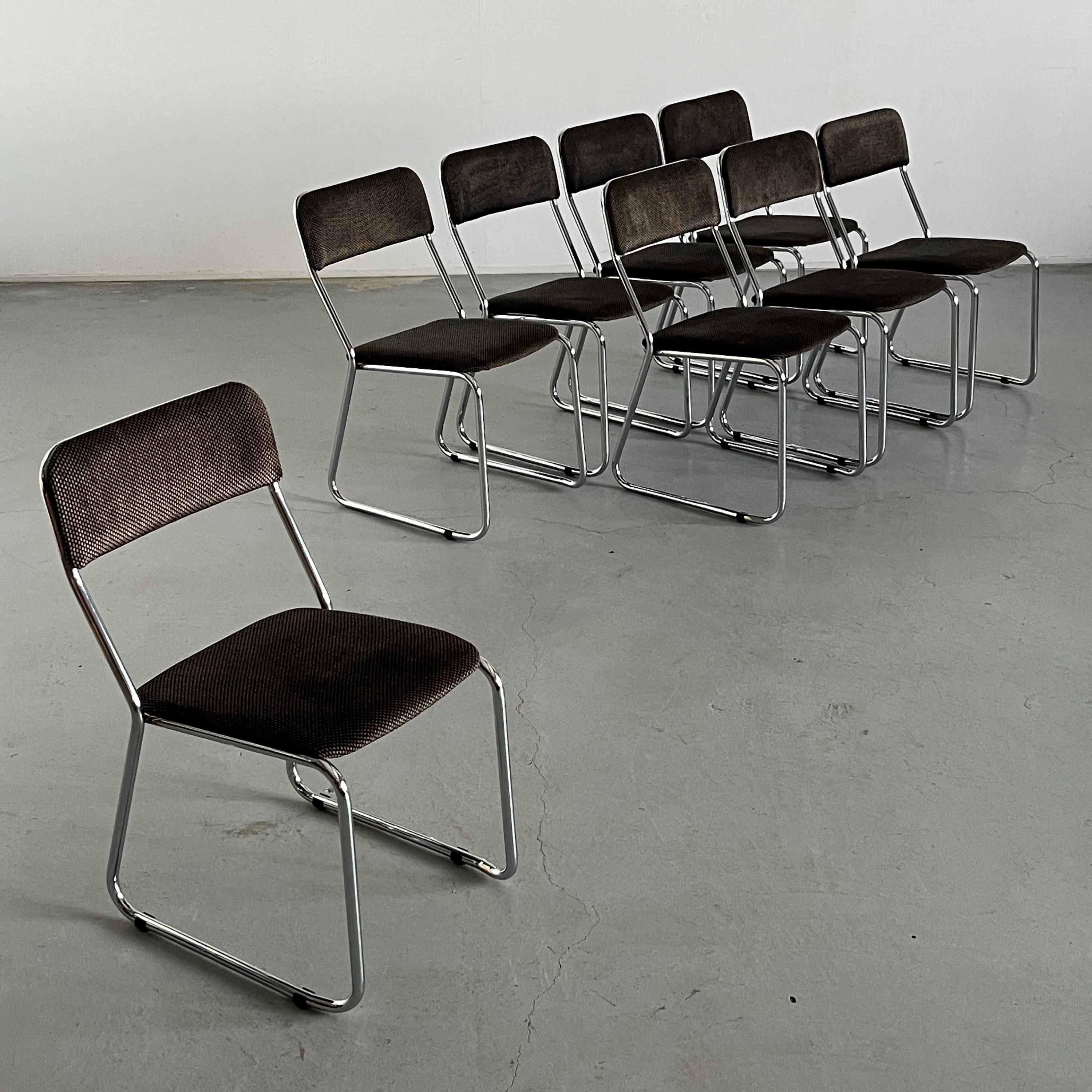 Stackable Dining Chairs in Patterned Upholstery