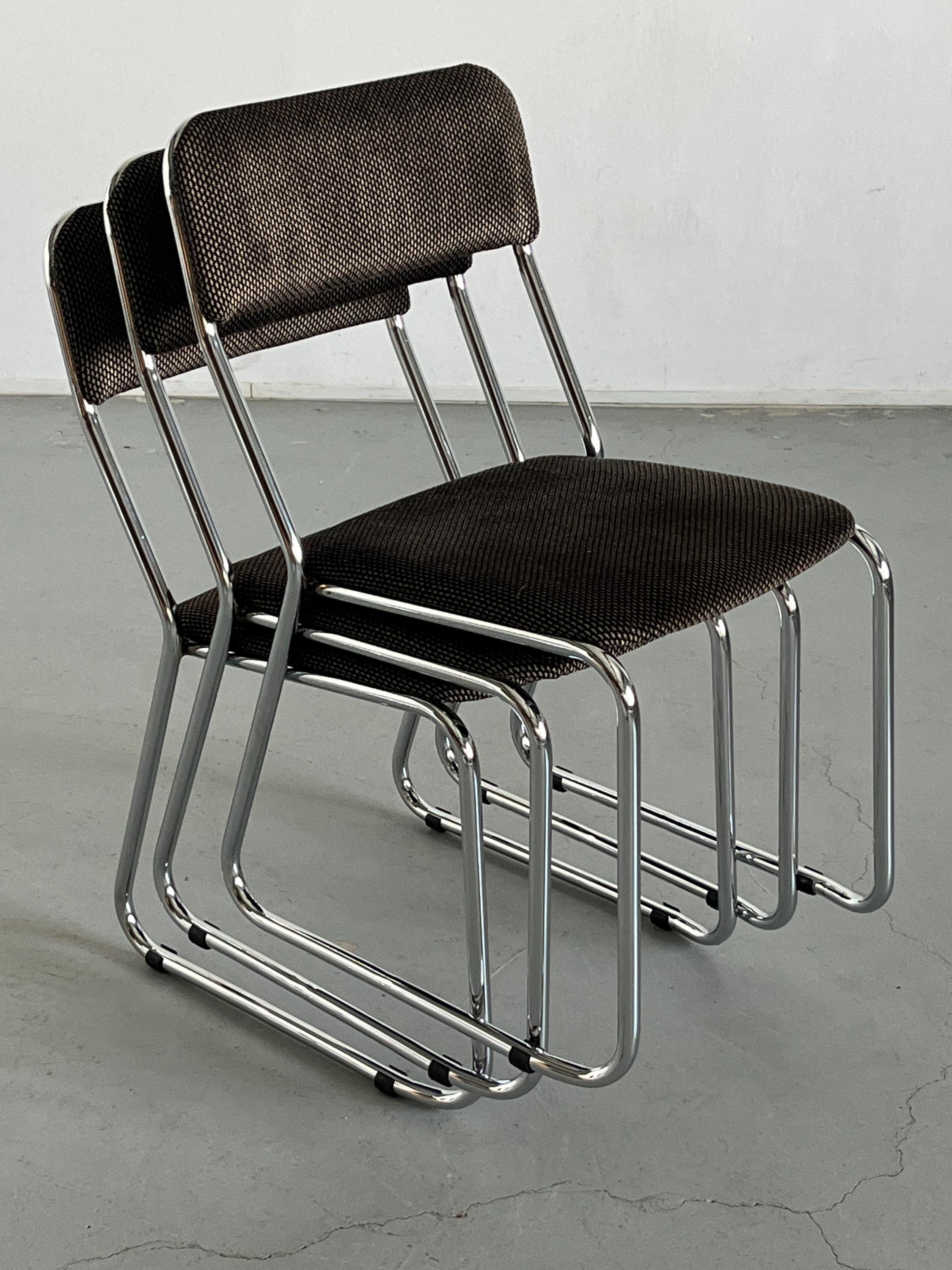 Stackable Dining Chairs in Patterned Upholstery