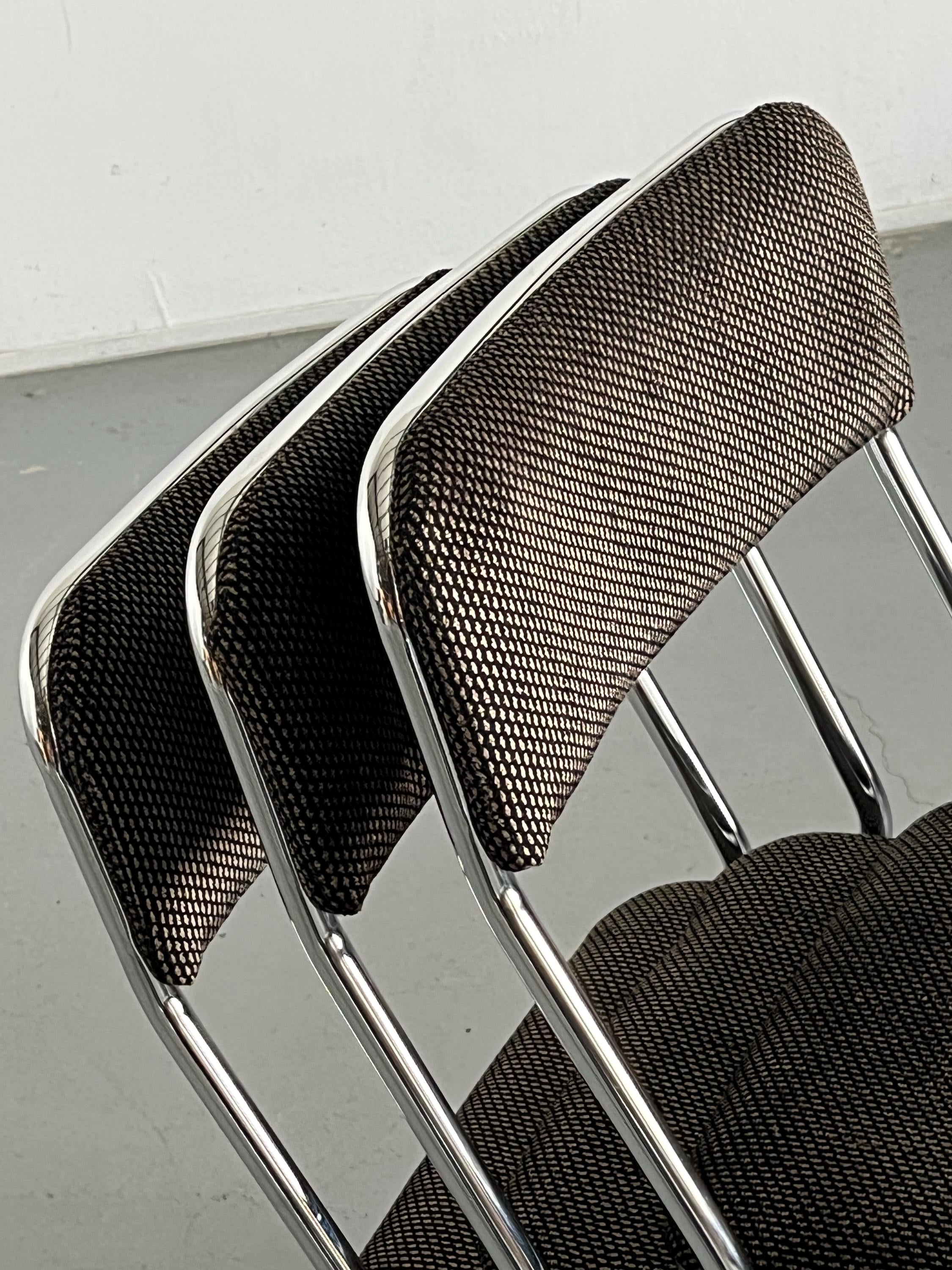 Stackable Dining Chairs in Patterned Upholstery