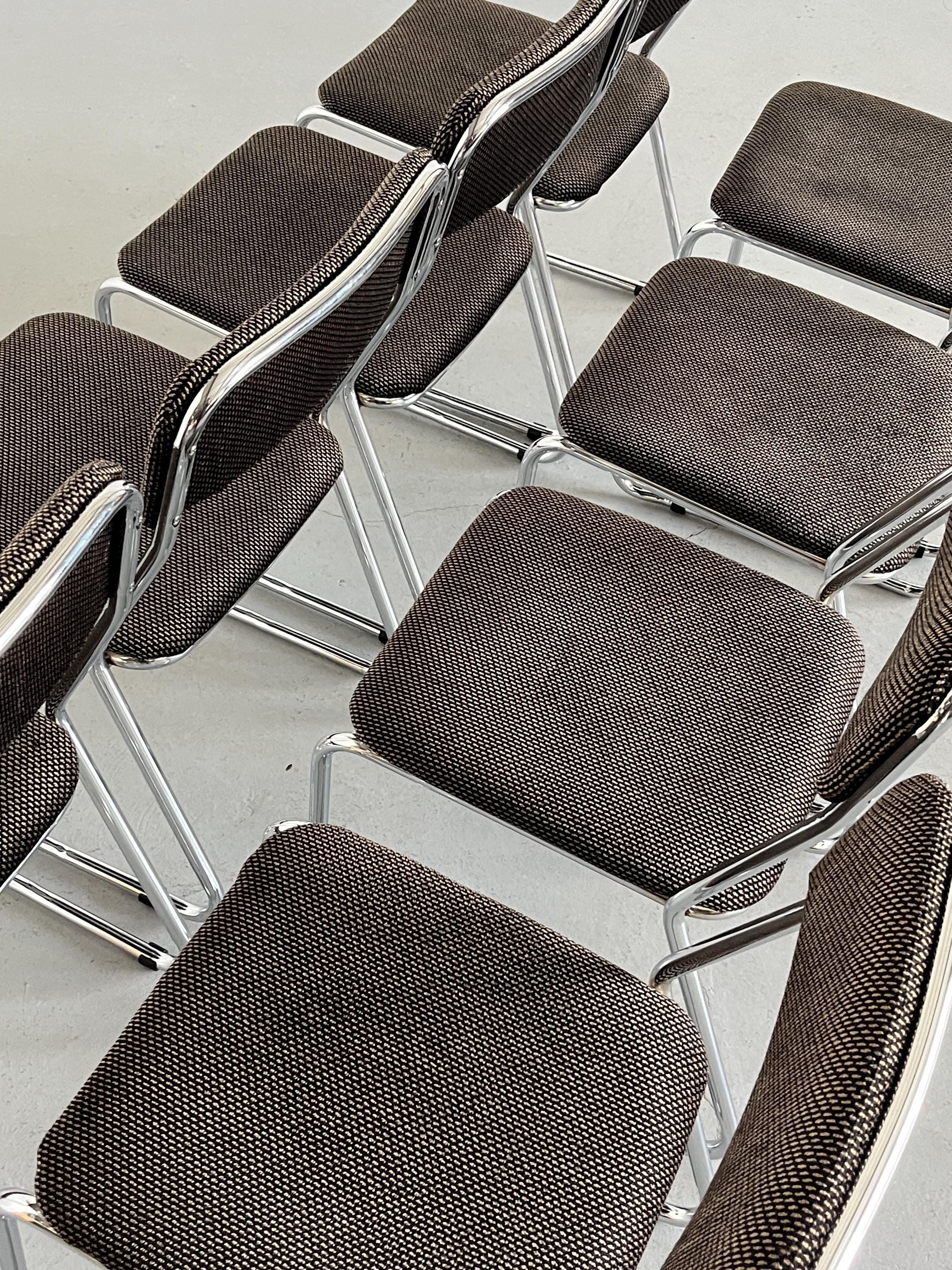 Stackable Dining Chairs in Patterned Upholstery
