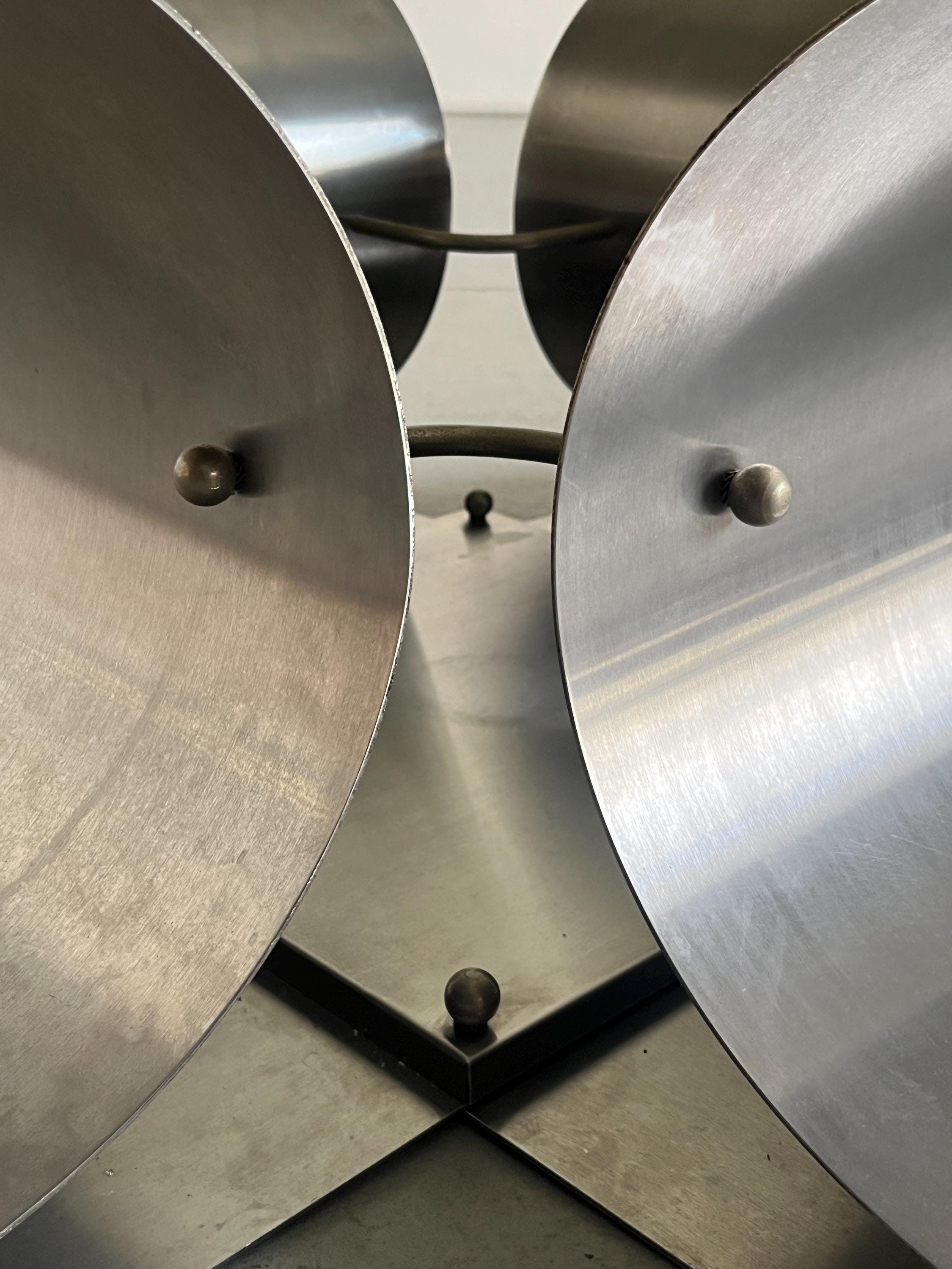 Coffee Table By Francois Monnet for Kappa, Curved Brushed Steel and Glass