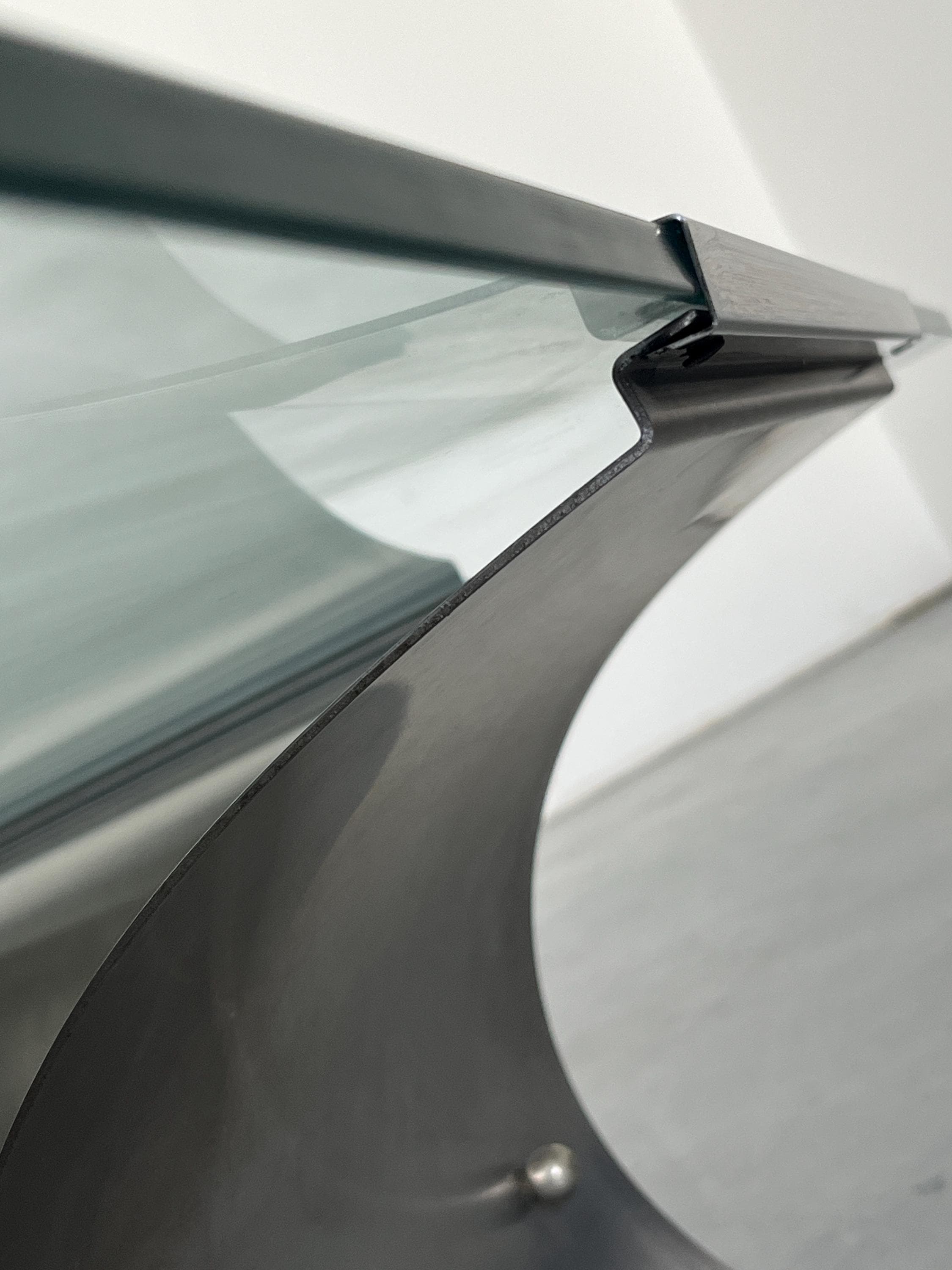 Coffee Table By Francois Monnet for Kappa, Curved Brushed Steel and Glass