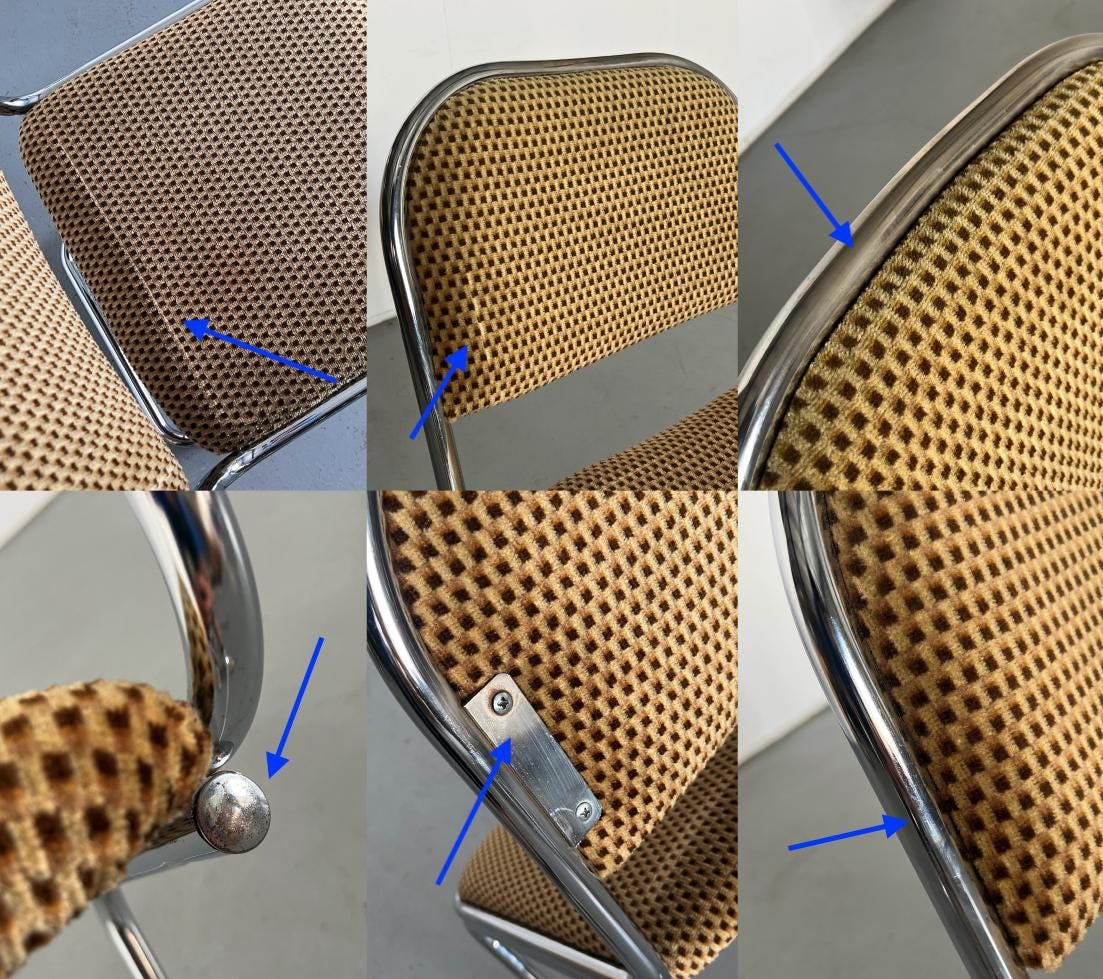 Bauhaus Design Cantilever Dining Chairs in Patterned Upholstery