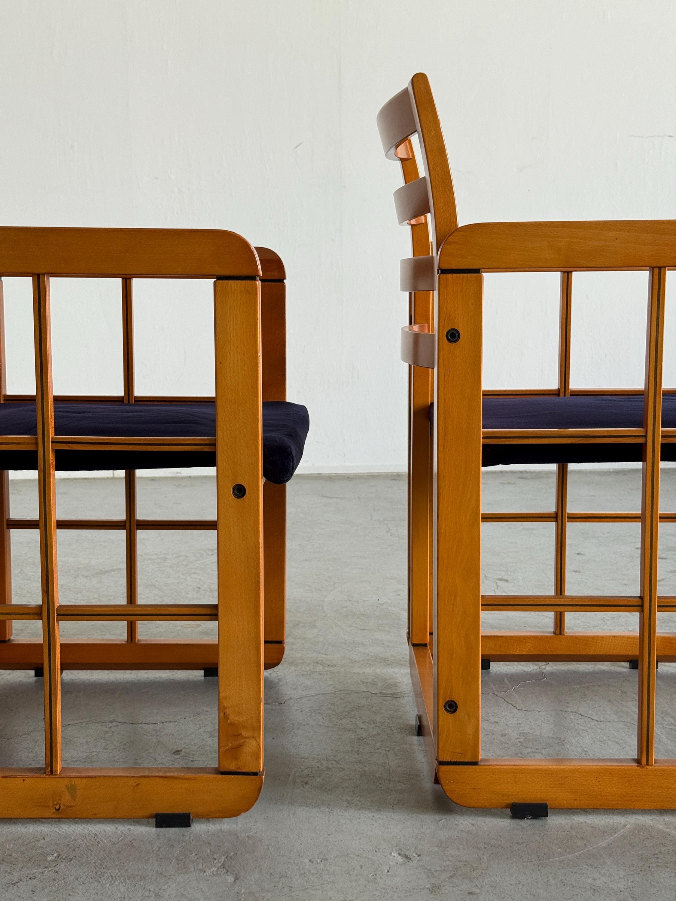 Elegant Architectural Armchairs attributed to Franco Poldaretti for Caccia alla Volpe