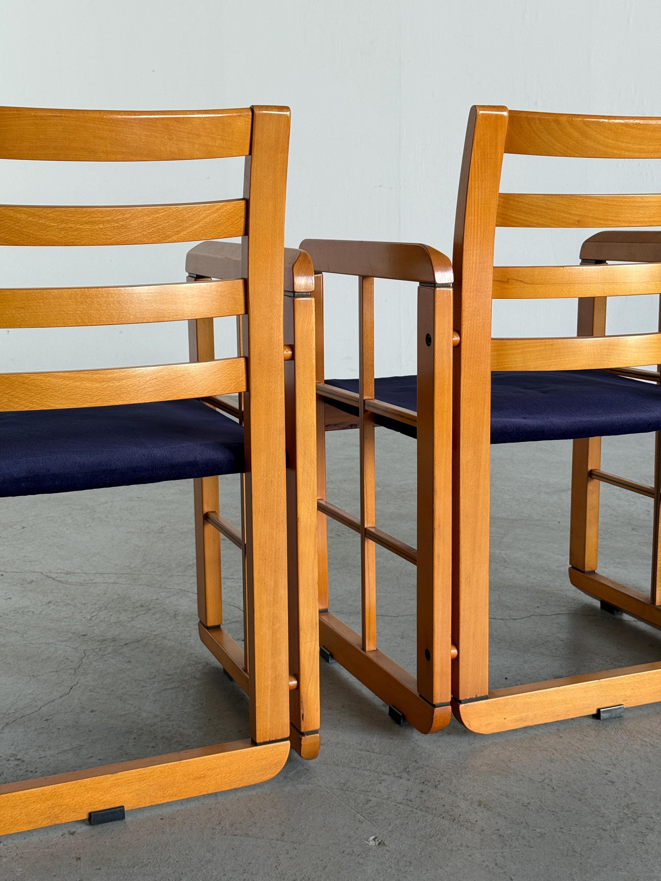 Elegant Architectural Armchairs attributed to Franco Poldaretti for Caccia alla Volpe