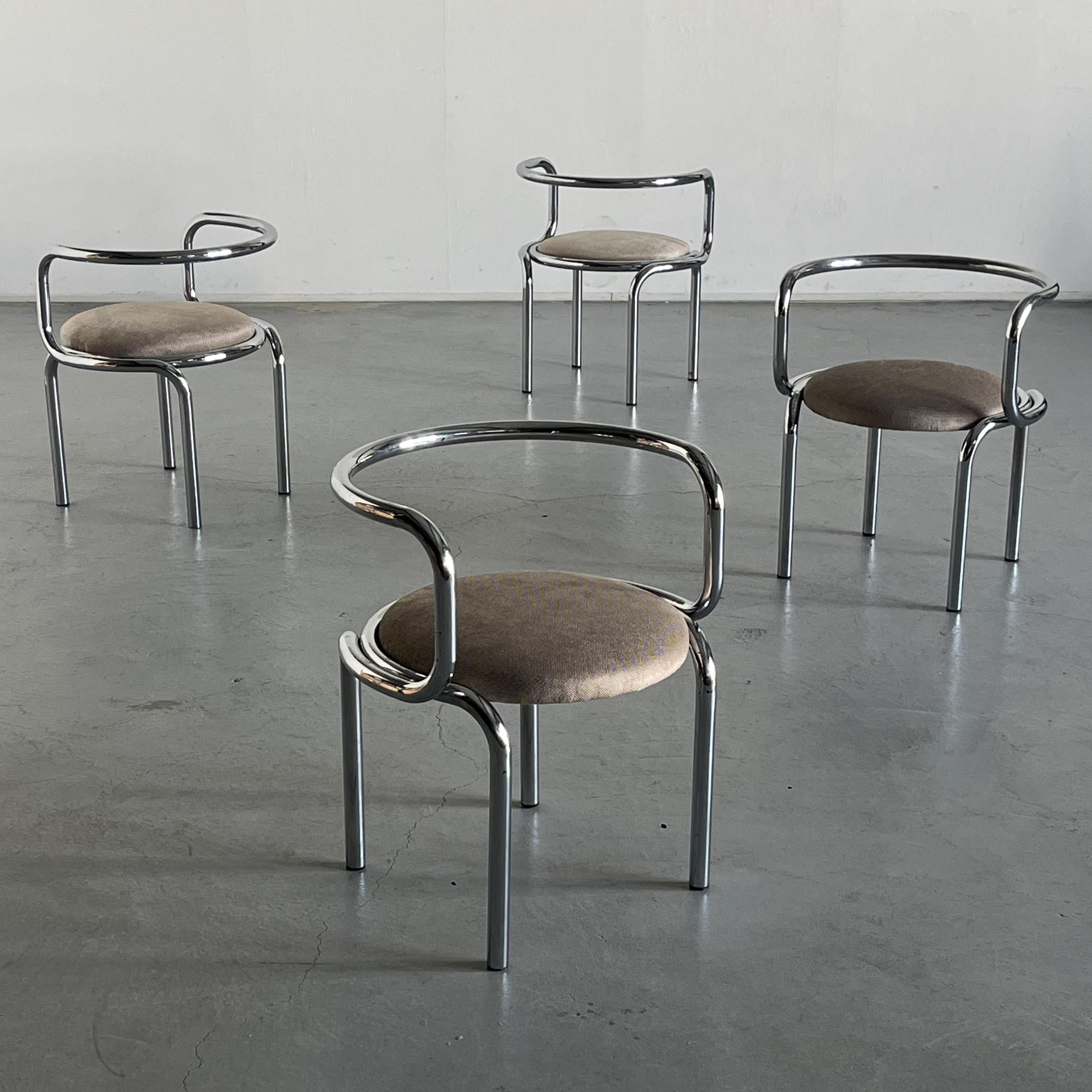Chromed Armchairs Attributed to Zanotta