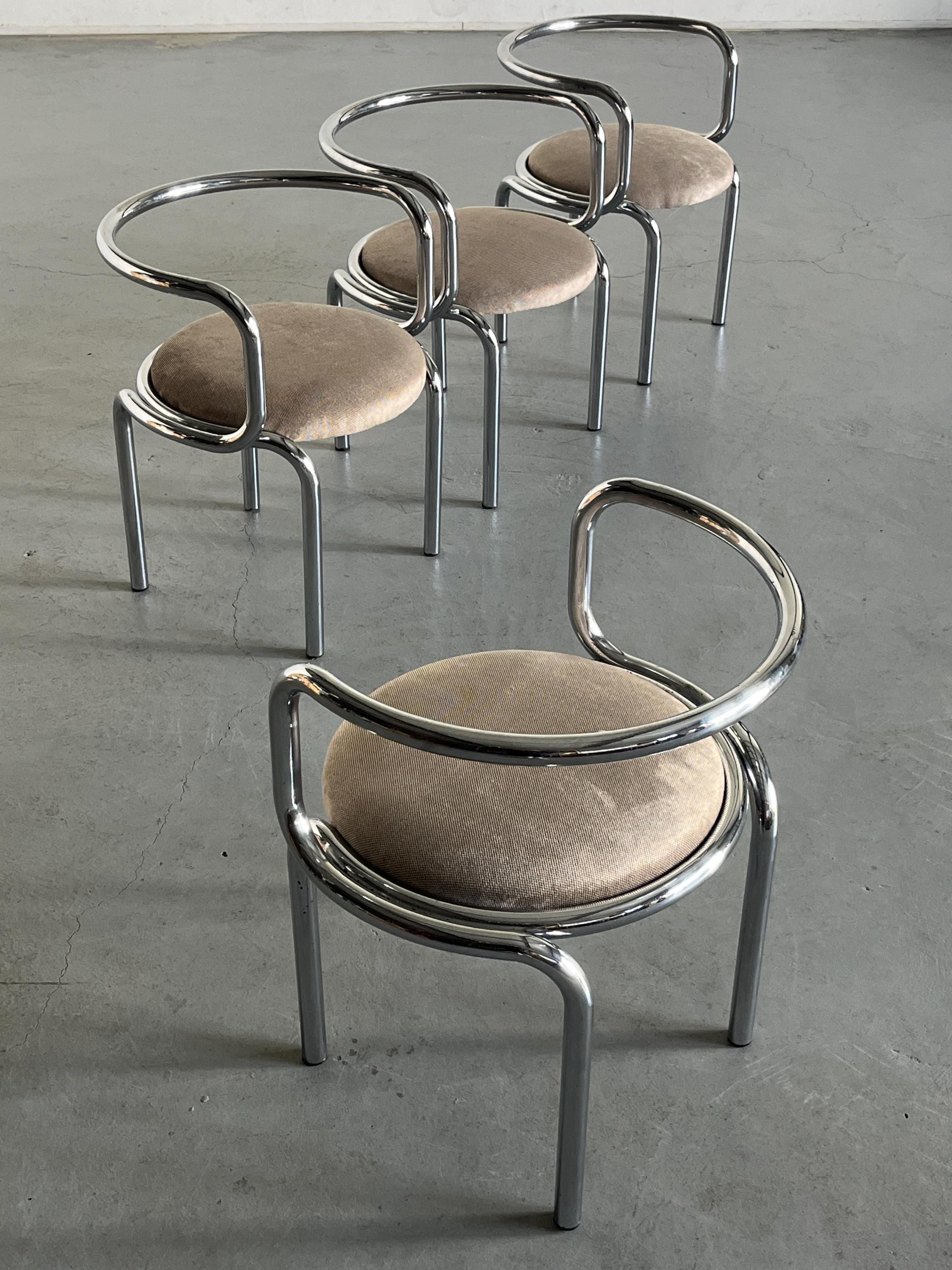 Chromed Armchairs Attributed to Zanotta