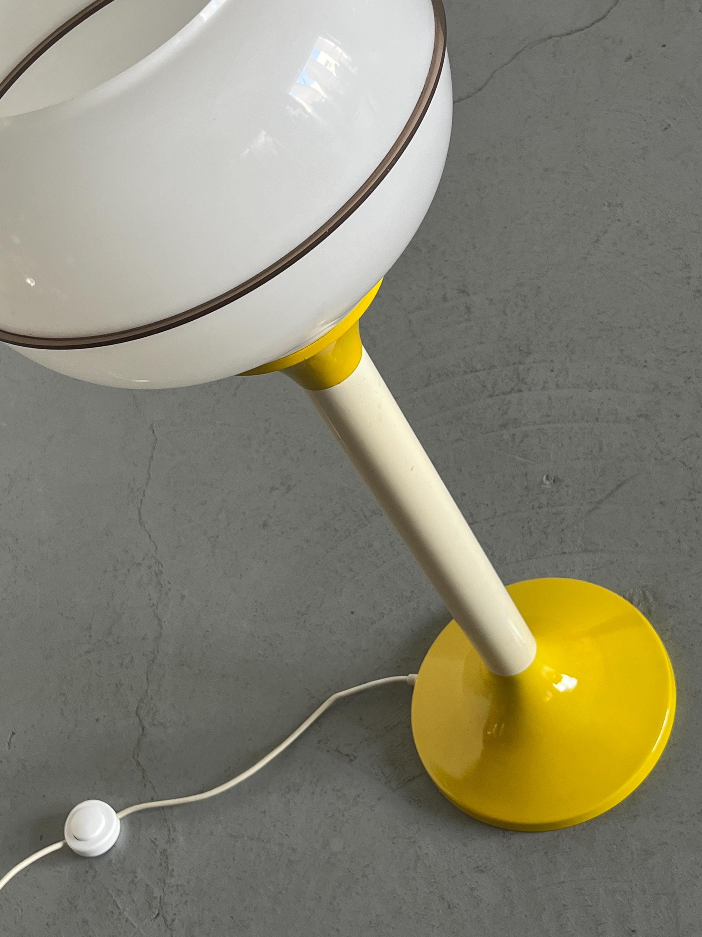 Space Age Floor Lamp in Vibrant Yellow & Off White