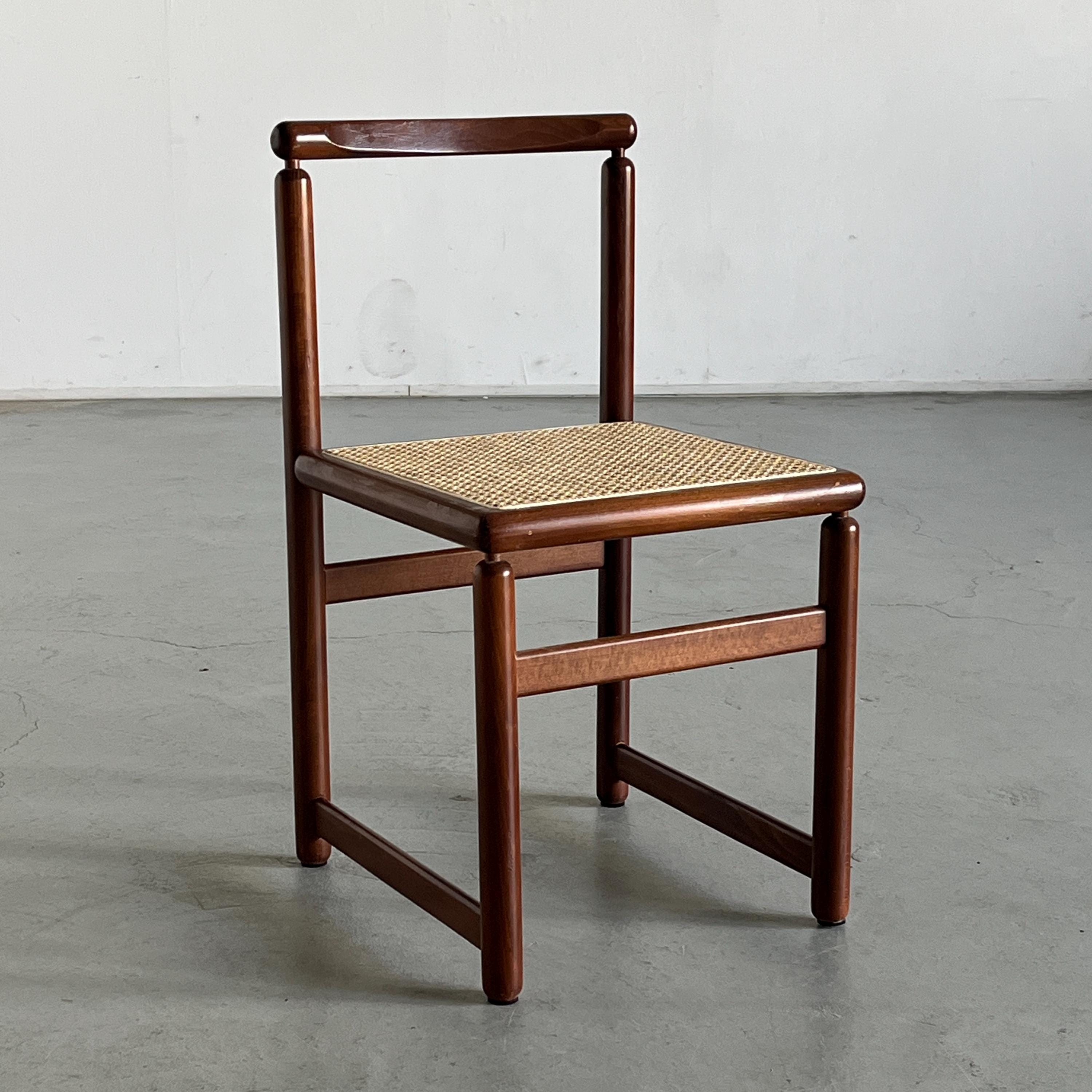 Italian Constructivist Caned Dining Chair