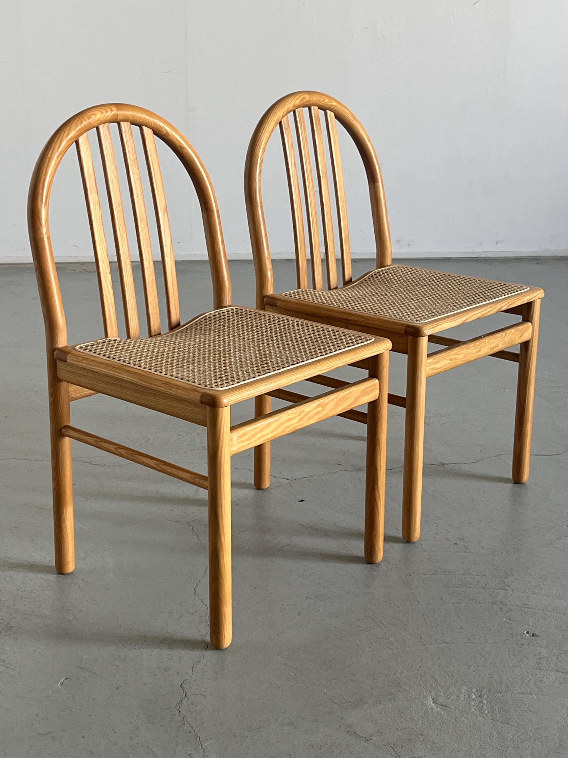 Dining Chairs in Lacquered Wood and Cane, Annig Sarian Style