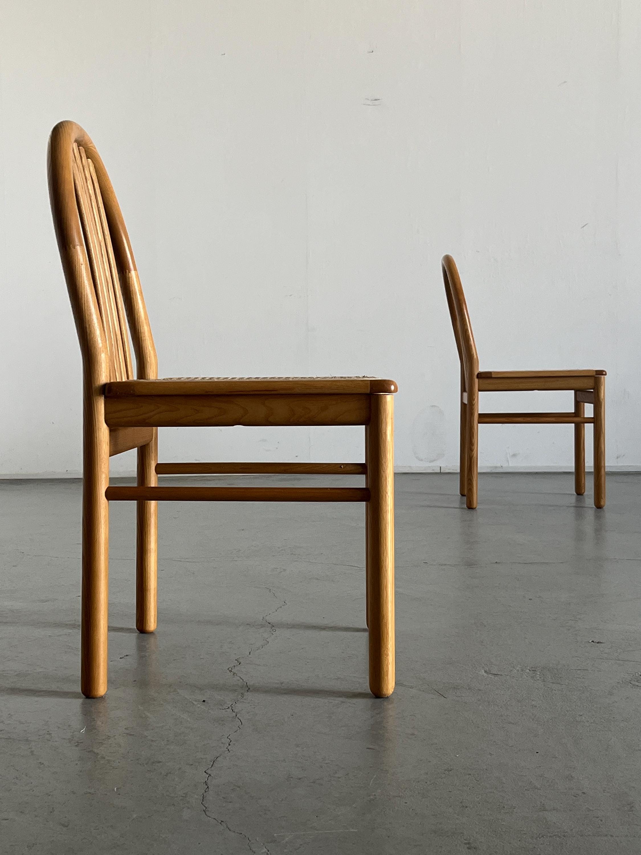 Dining Chairs in Lacquered Wood and Cane, Annig Sarian Style