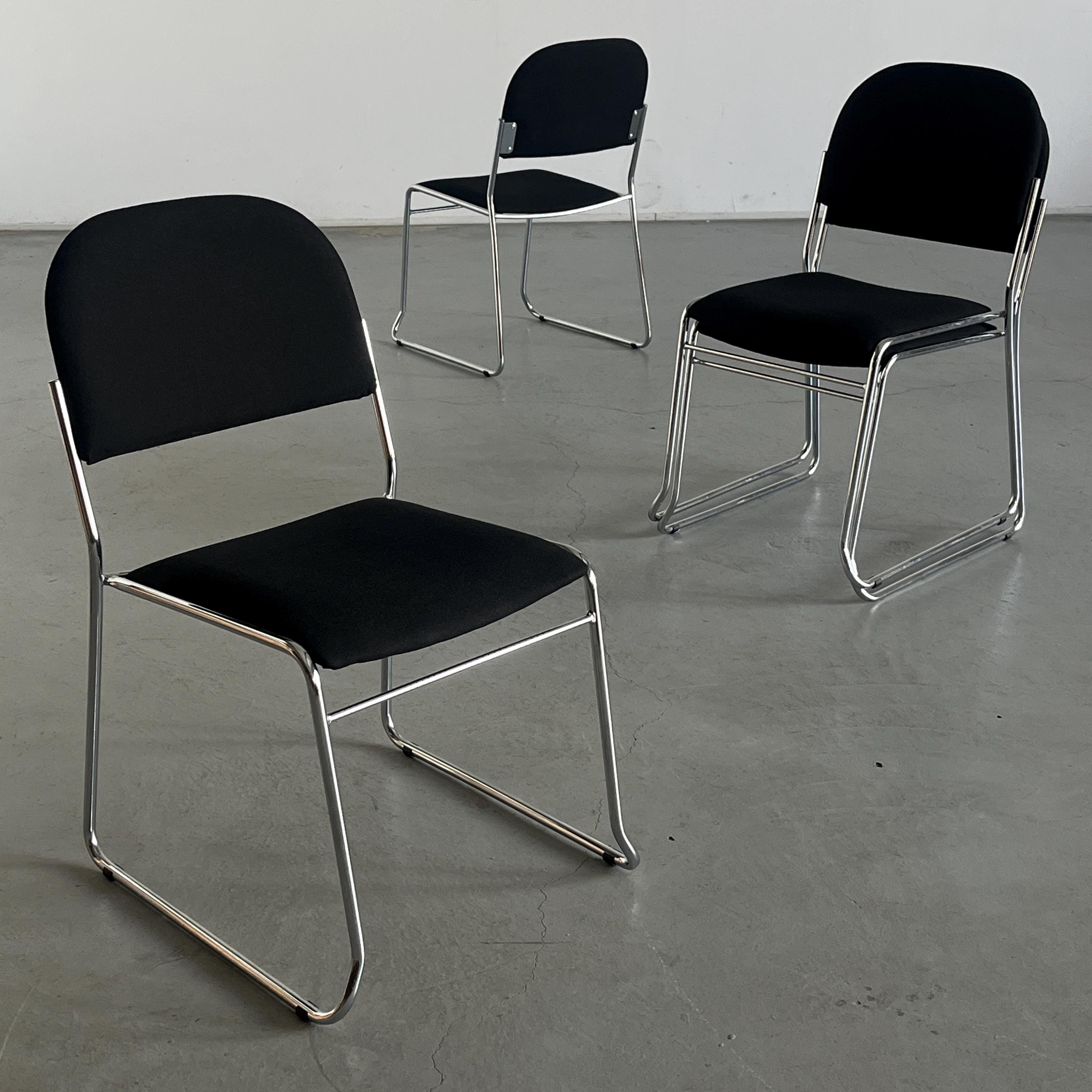 Minimalist Dining Chairs in Black Fabric