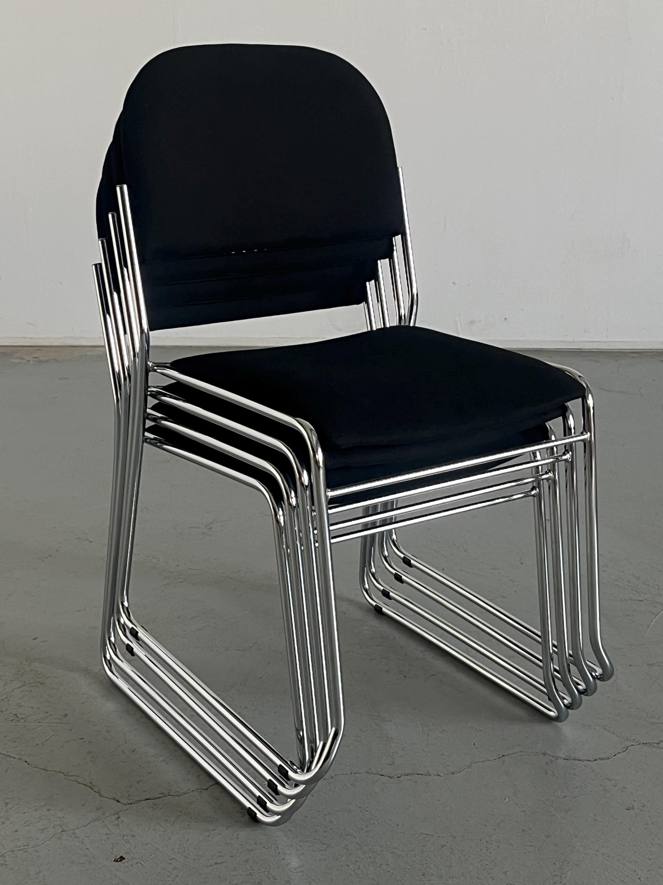 Minimalist Dining Chairs in Black Fabric