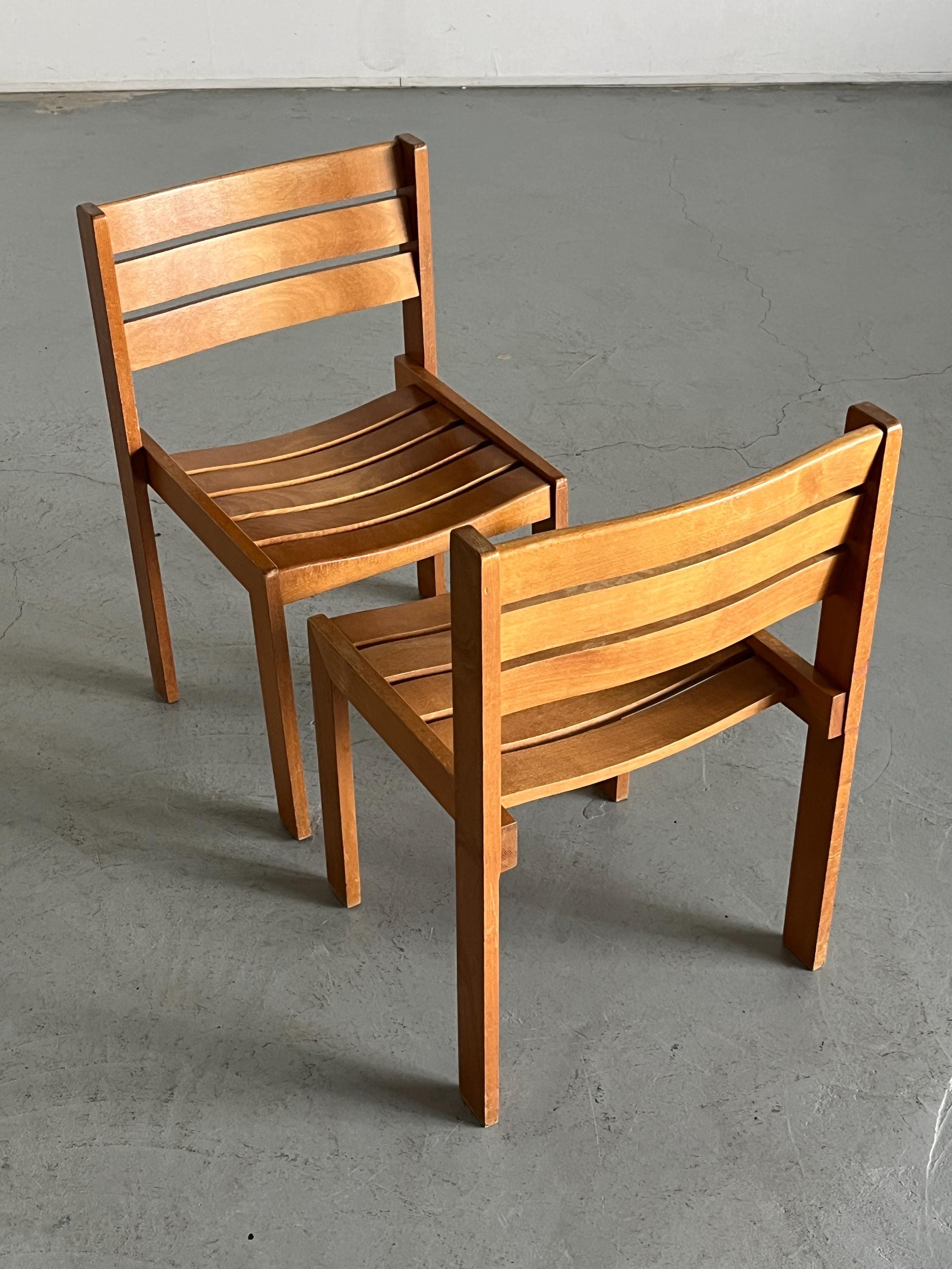 Stackable Beechwood Dining Chairs by Wilkhahn