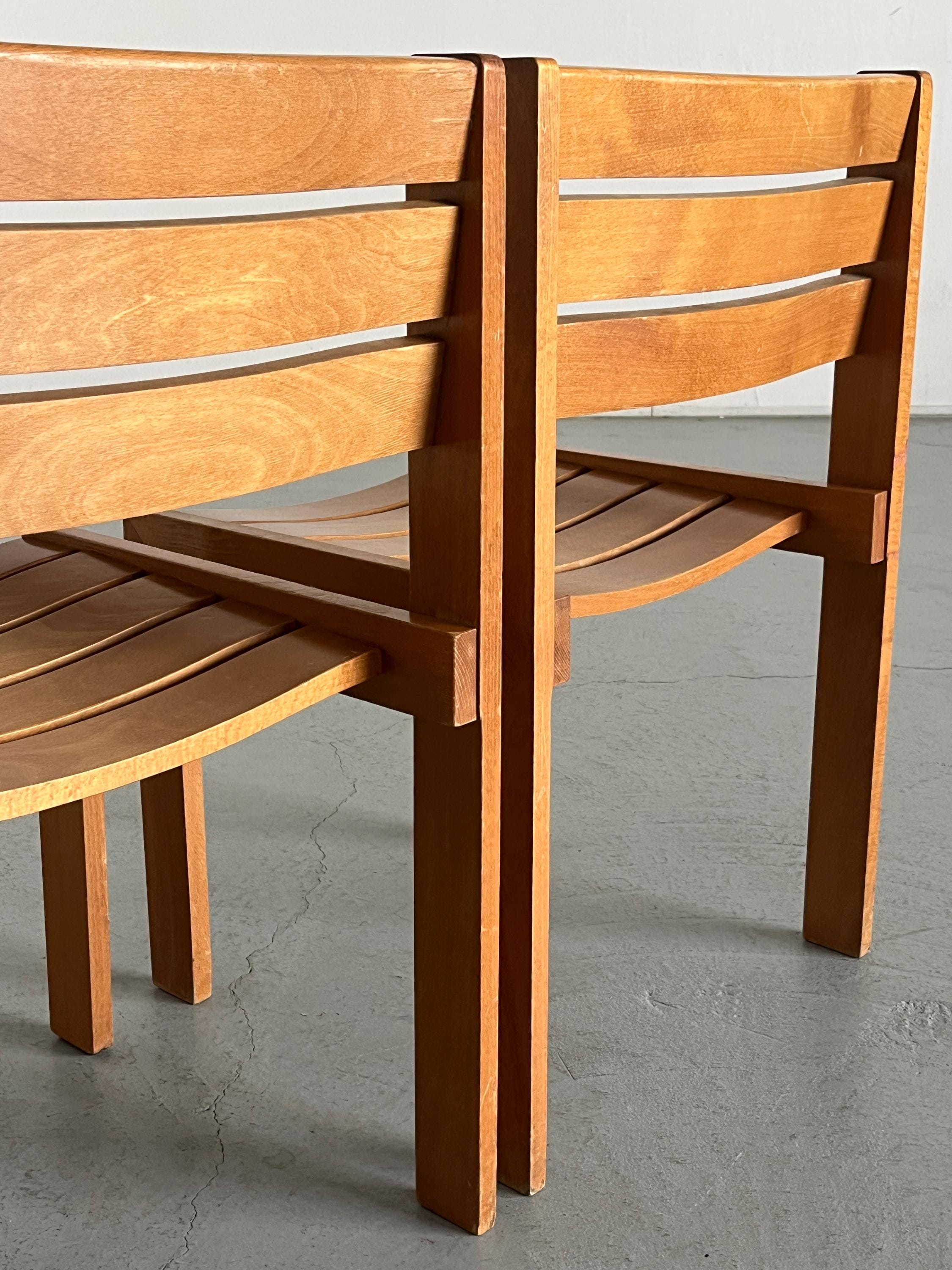 Stackable Beechwood Dining Chairs by Wilkhahn