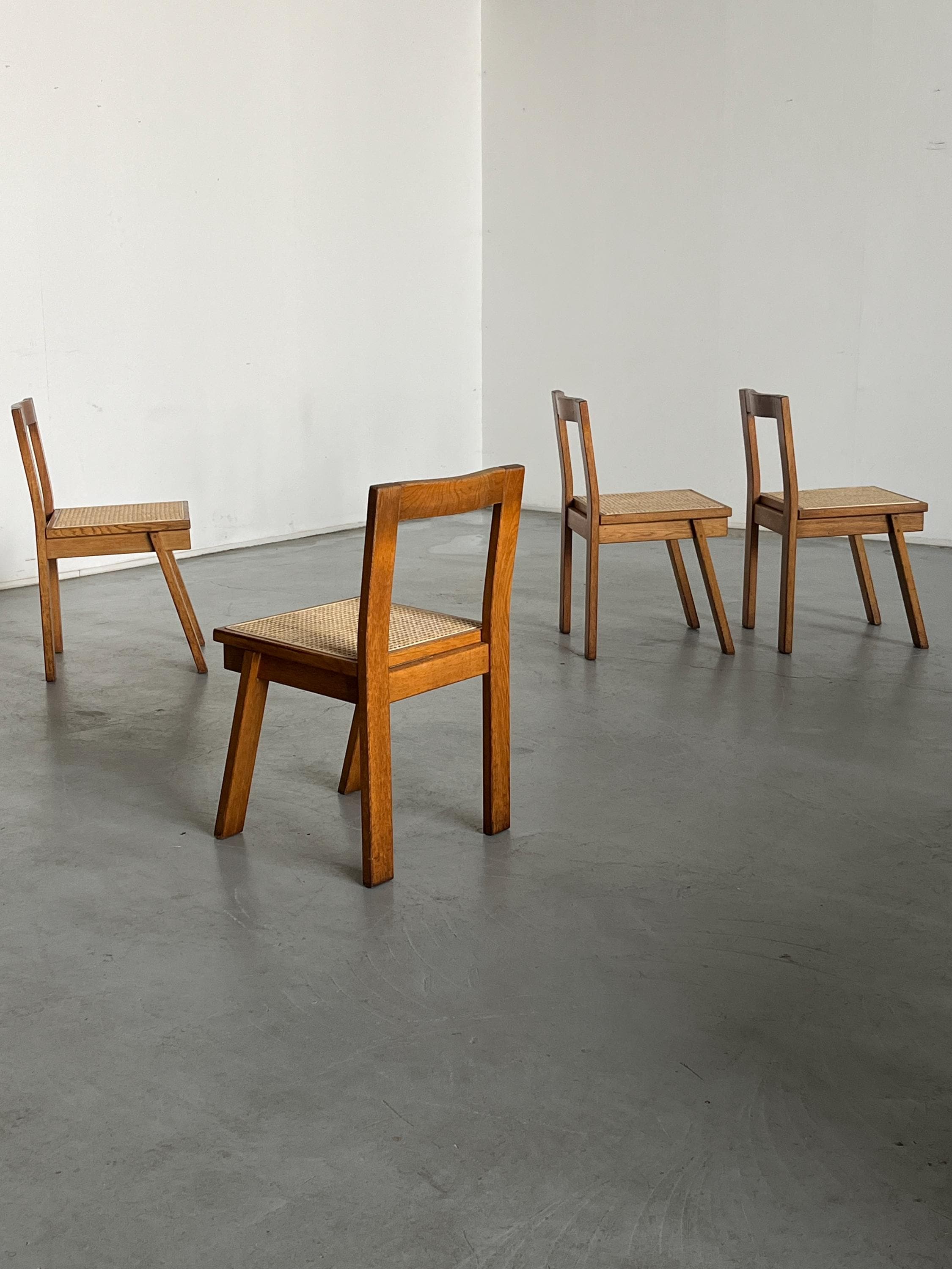 Oak and Cane Dining Chairs