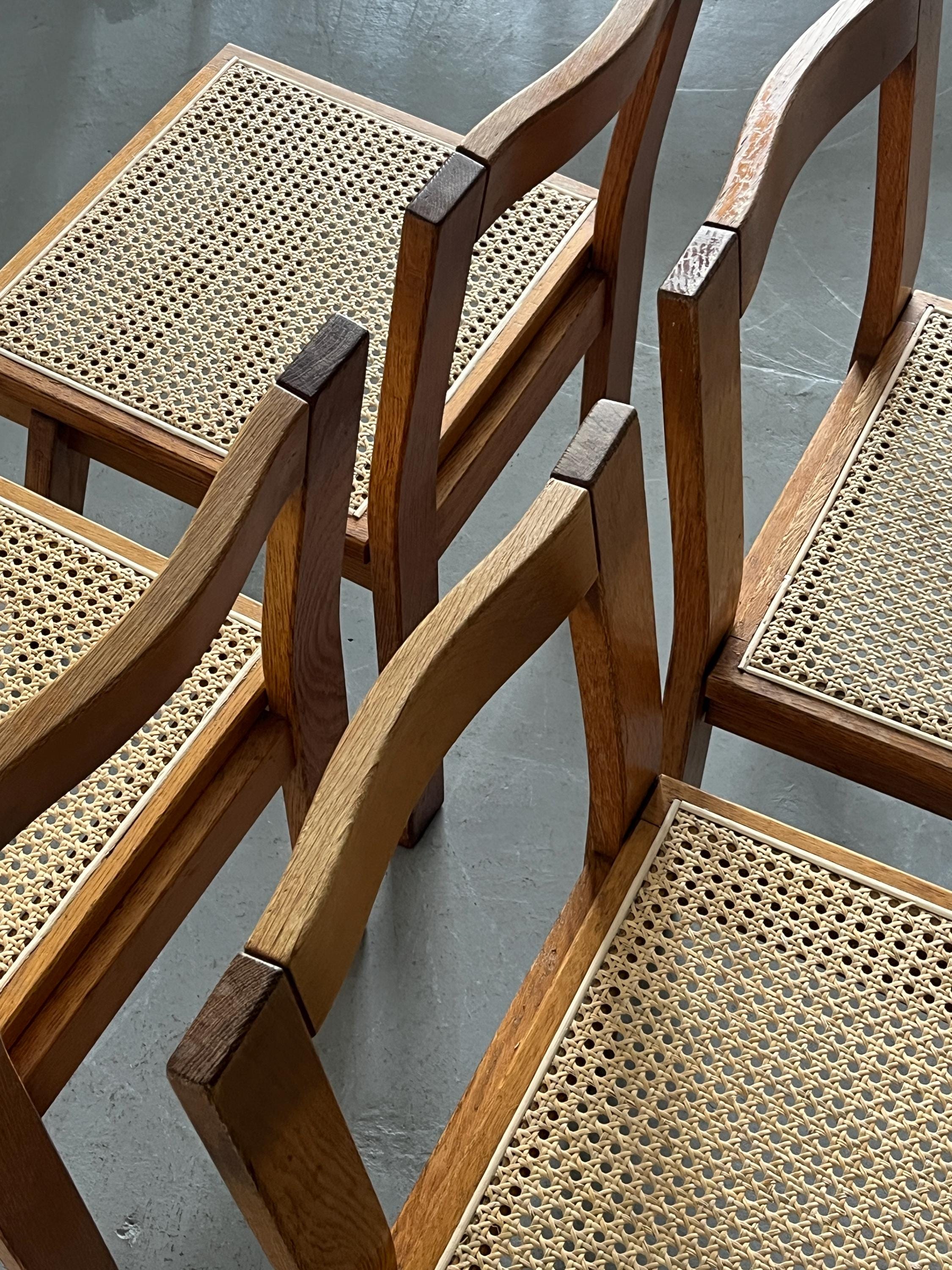 Oak and Cane Dining Chairs
