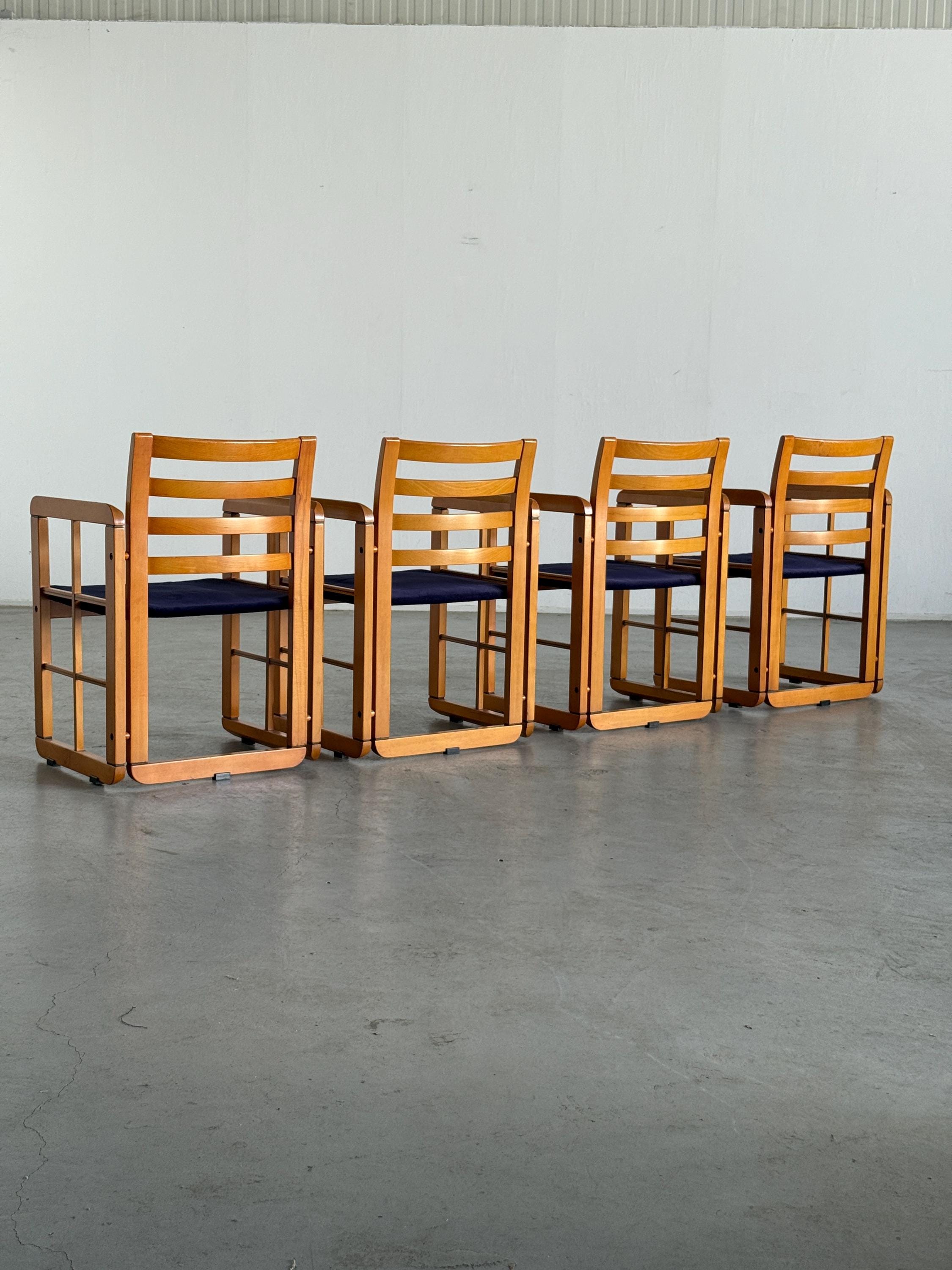 Elegant Architectural Armchairs attributed to Franco Poldaretti for Caccia alla Volpe