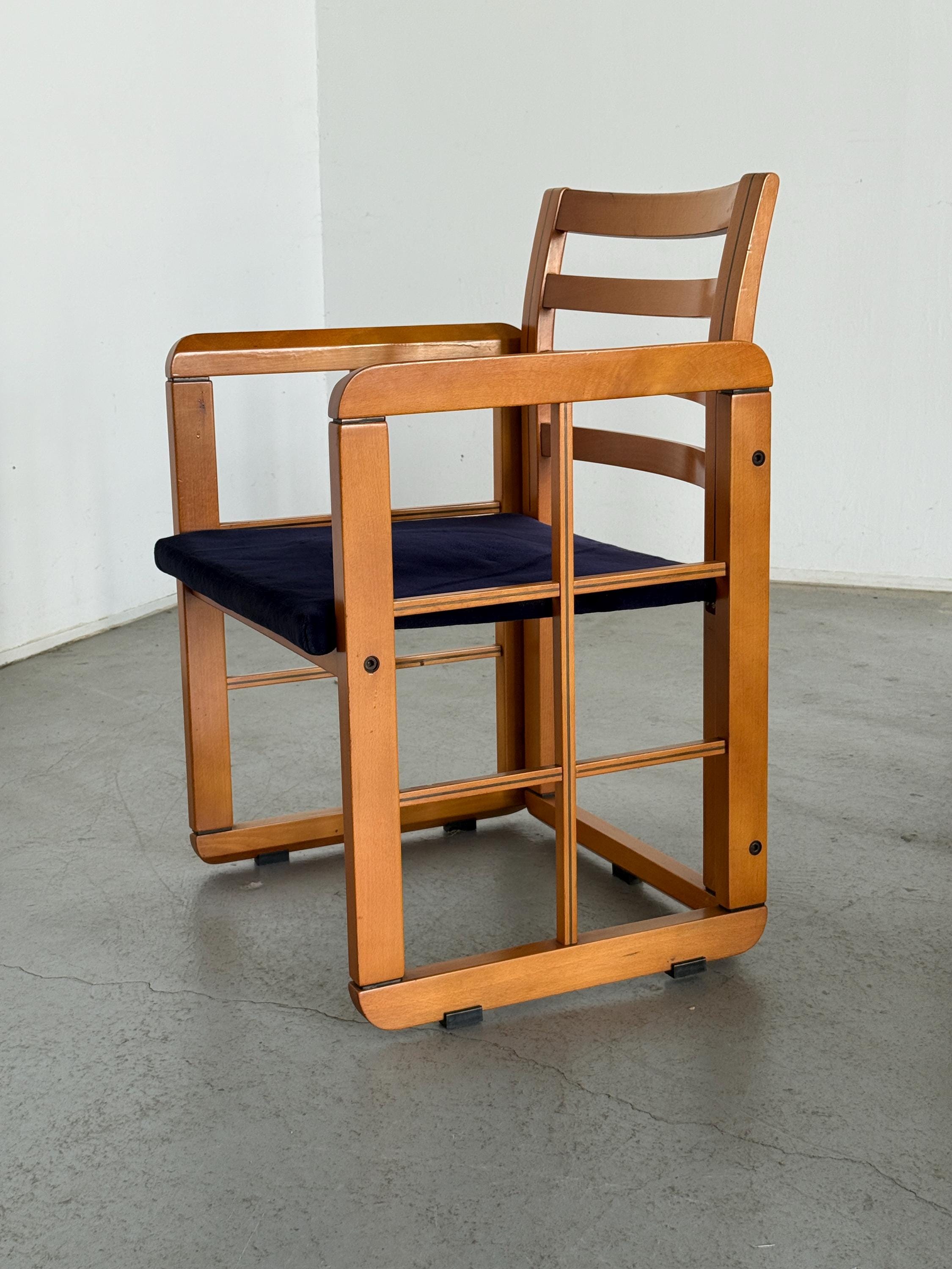 Elegant Architectural Armchairs attributed to Franco Poldaretti for Caccia alla Volpe