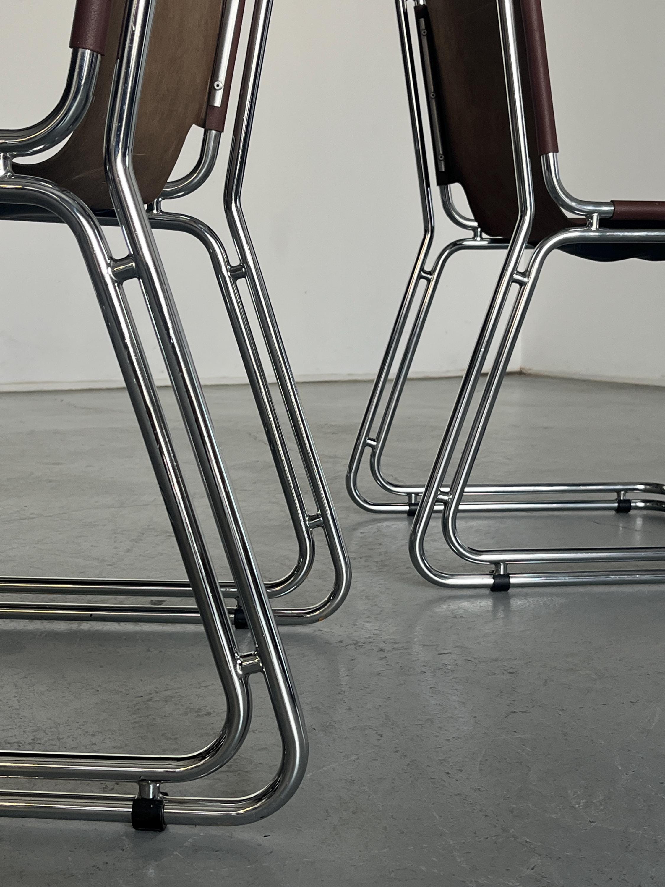 Saddle Leather Cantilever Chair in the Style of Pascal Mourgue