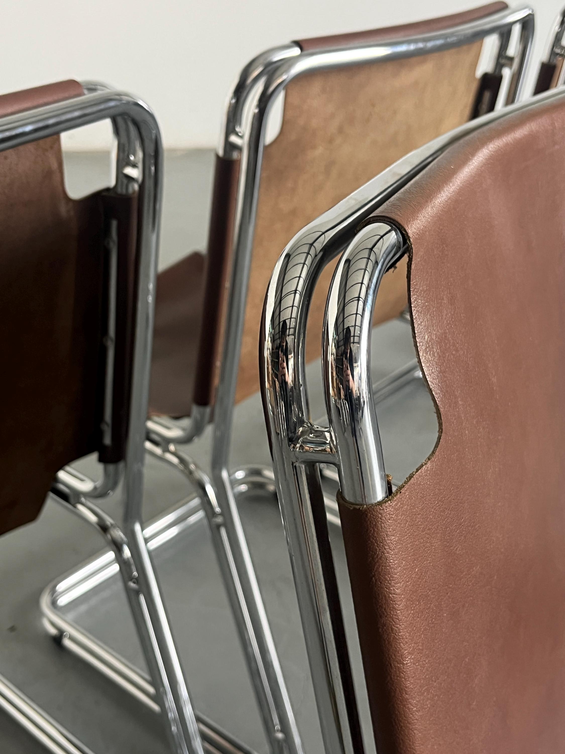 Saddle Leather Cantilever Chair in the Style of Pascal Mourgue