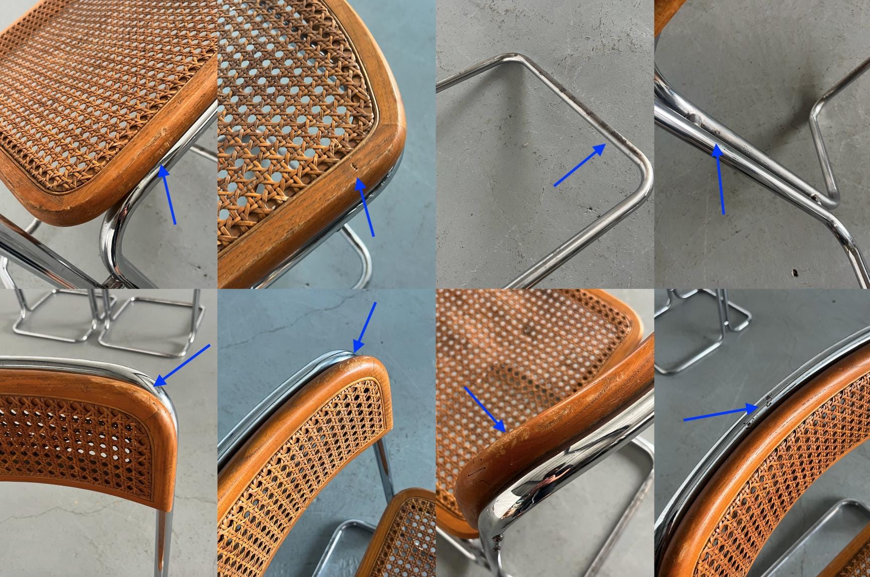 Chrome and Cane Cantilever Dining Chair