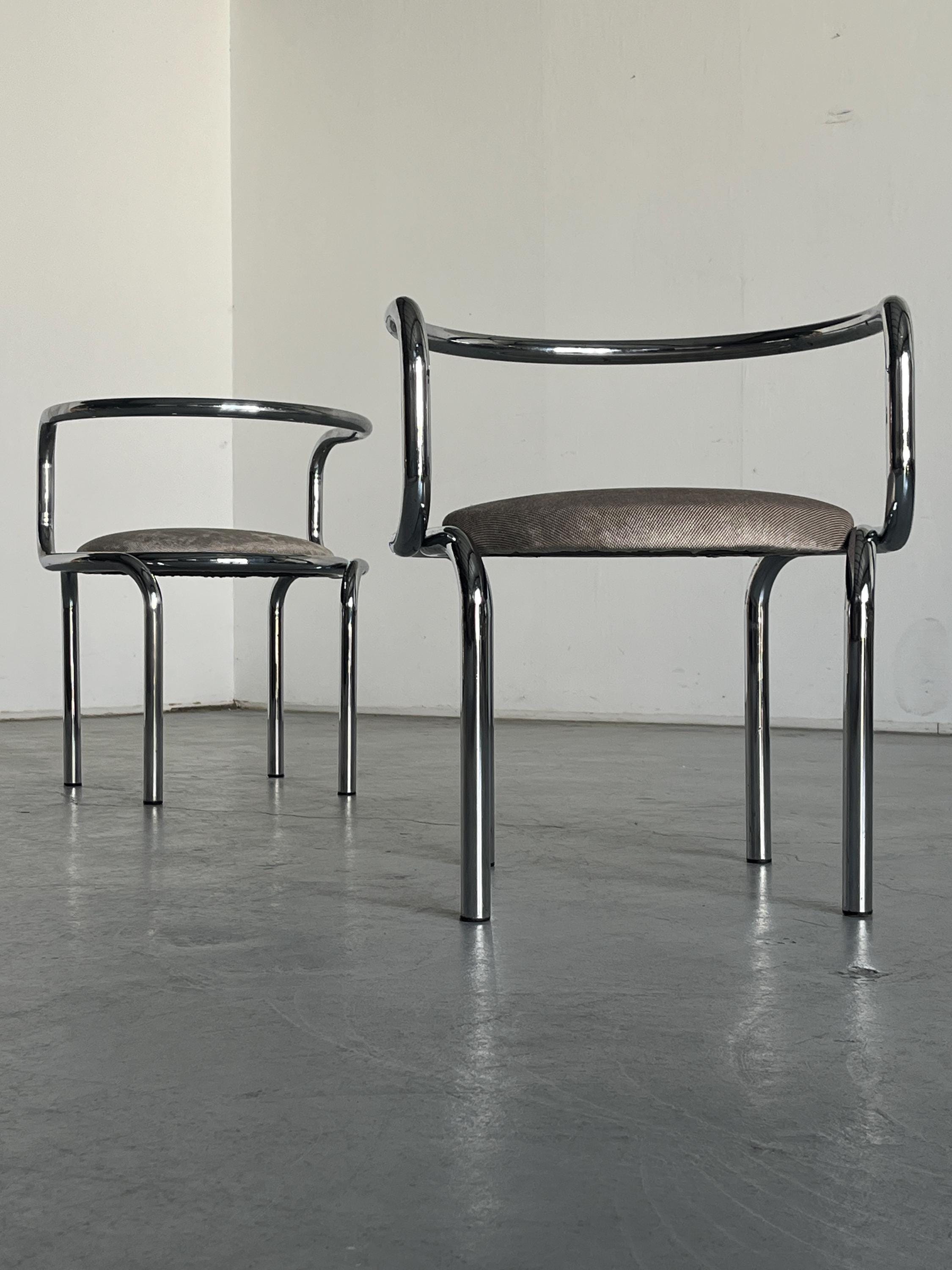 Chromed Armchairs Attributed to Zanotta