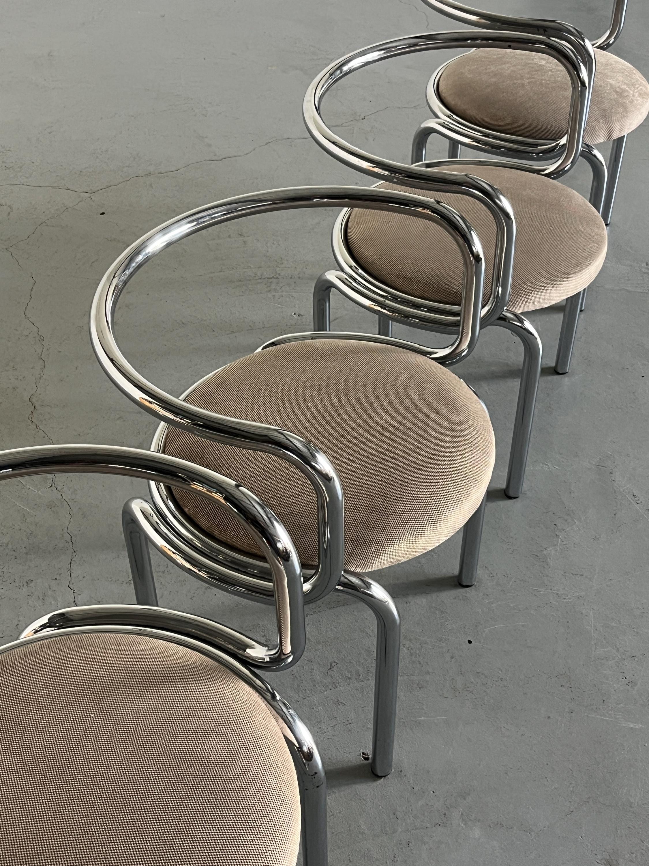 Chromed Armchairs Attributed to Zanotta