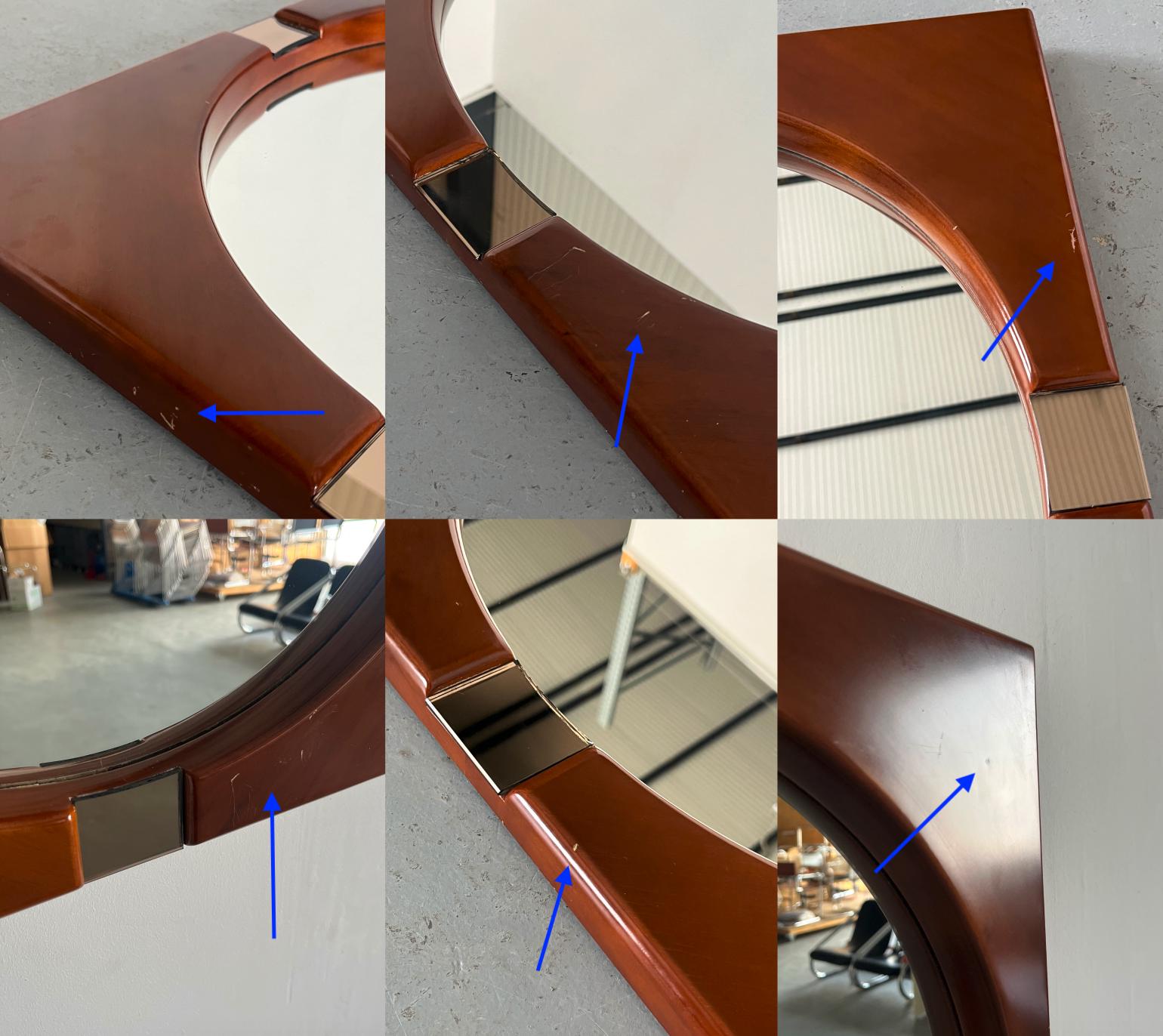 Square Wall Mirror in Wood and Chrome