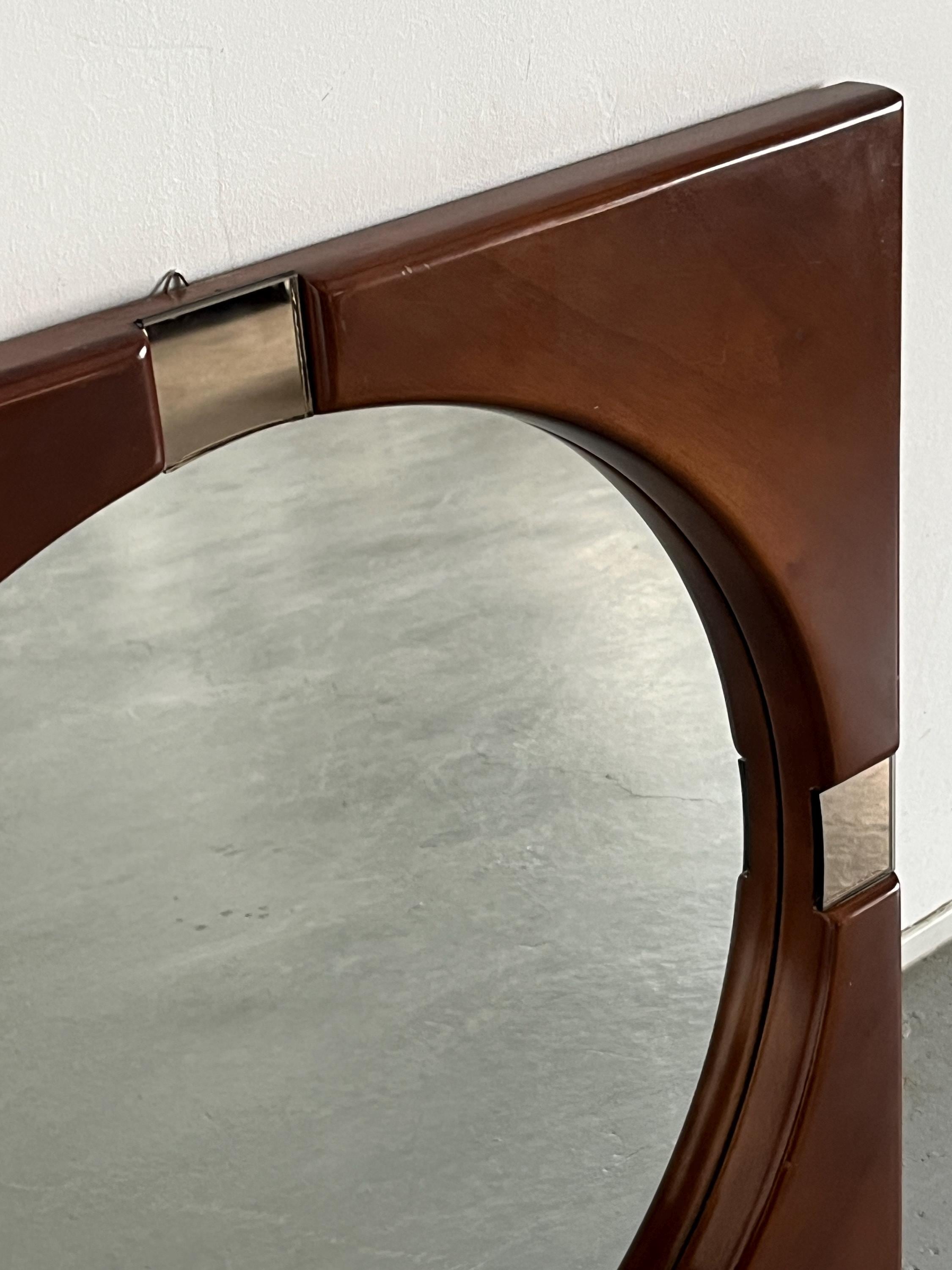 Square Wall Mirror in Wood and Chrome