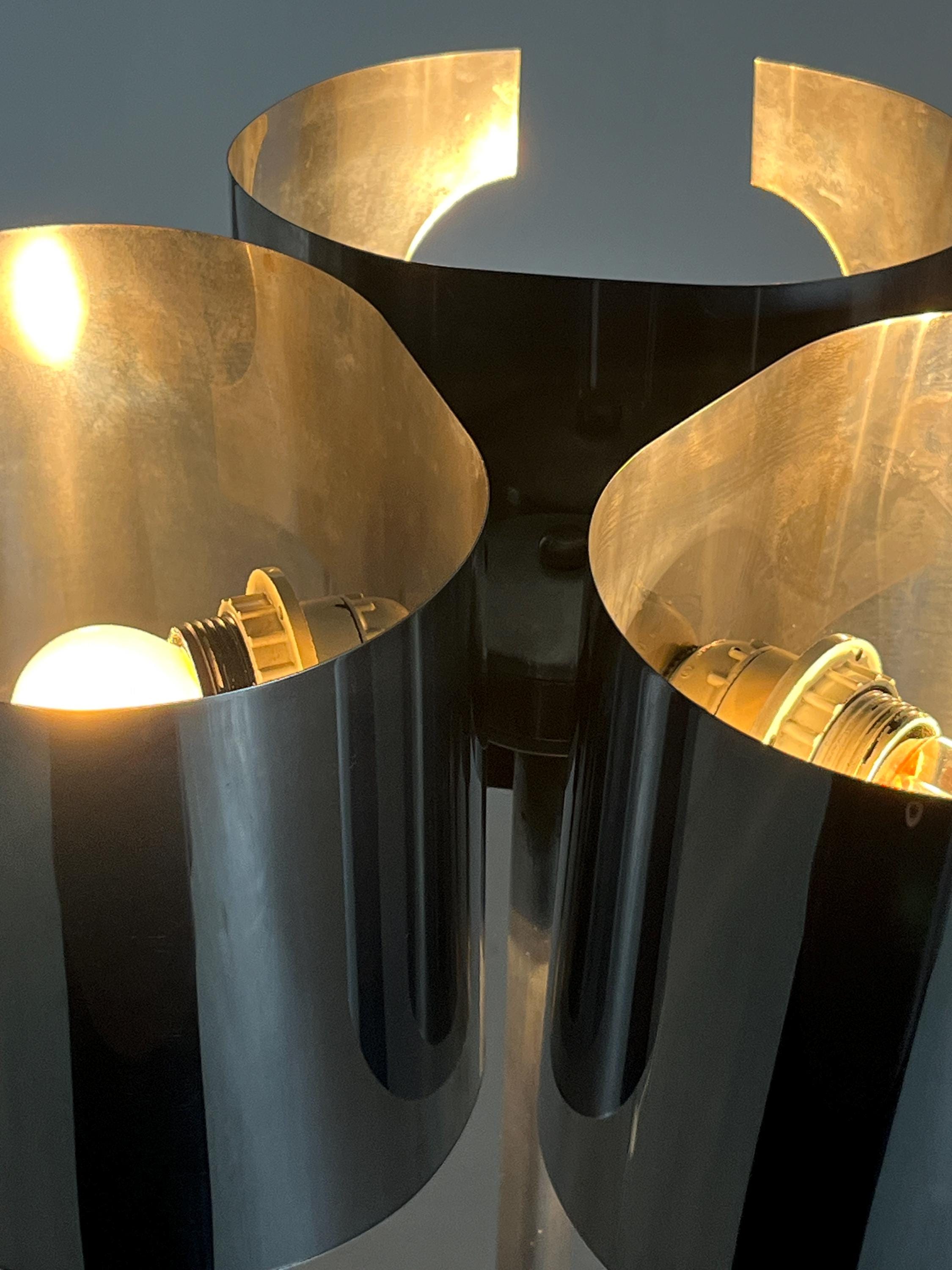 Modernist Italian Space Age Floor Lamp in Chrome and Marble