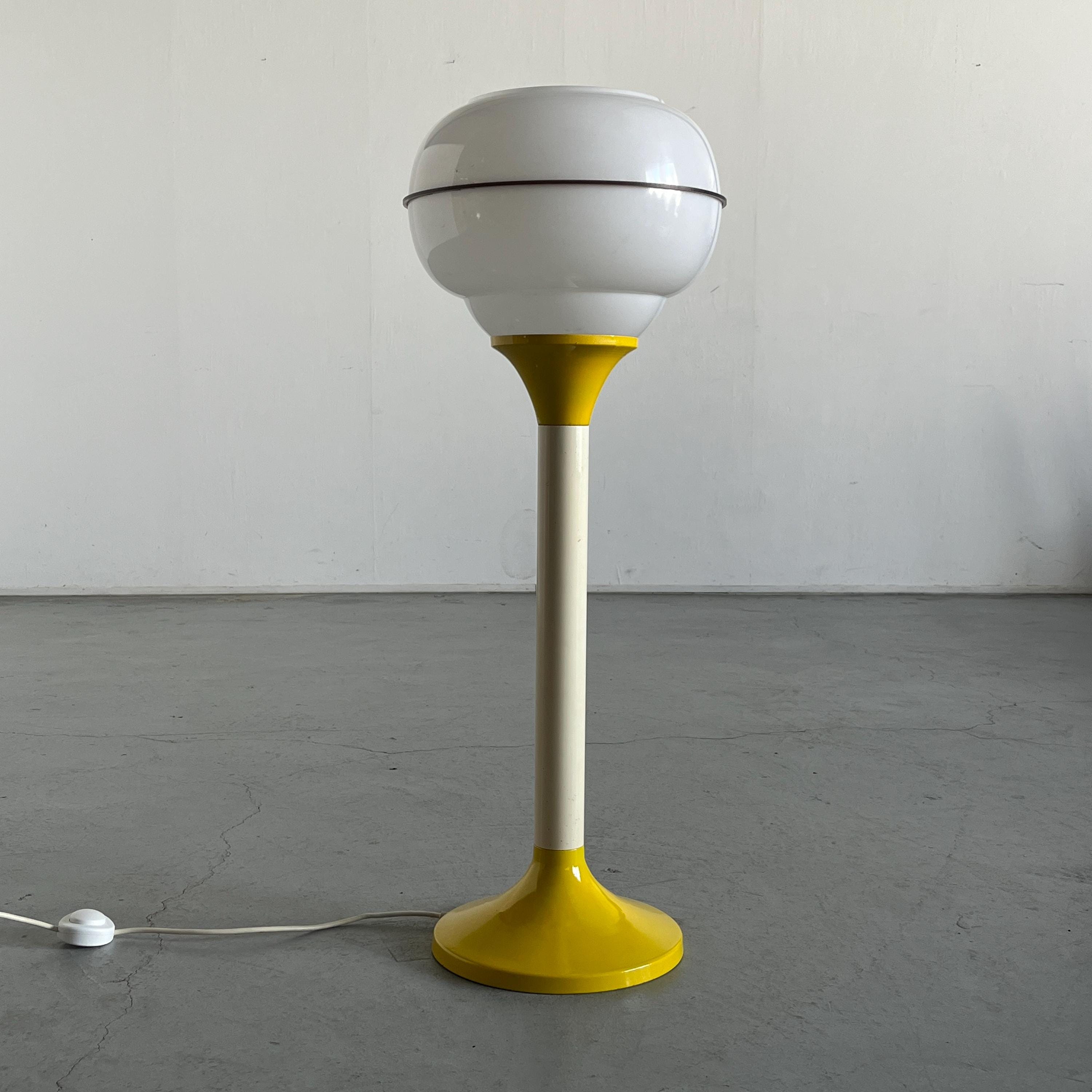 Space Age Floor Lamp in Vibrant Yellow & Off White
