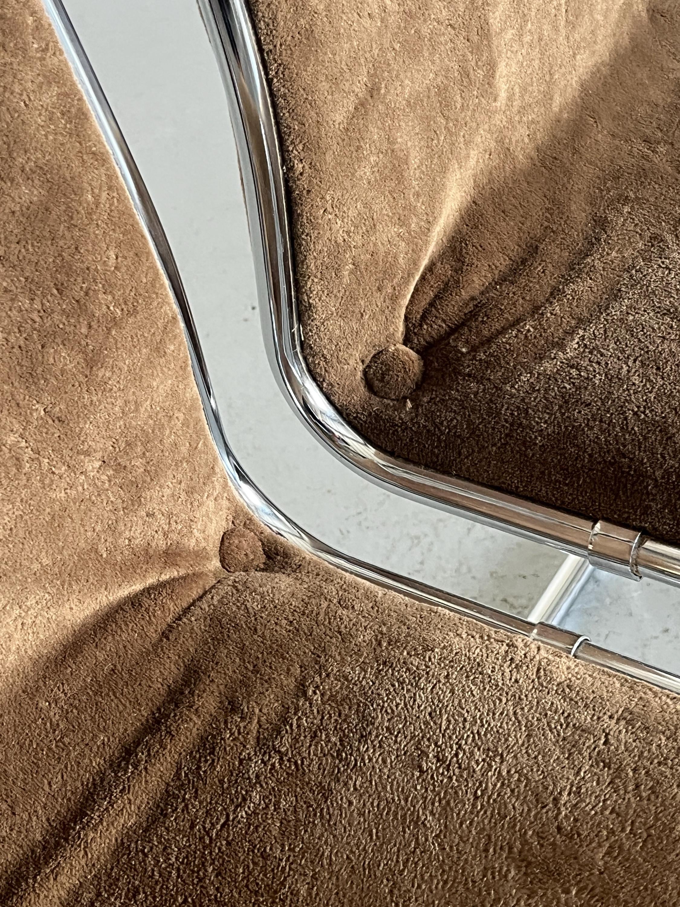 ‘Taro’ Cantilever Dining Chairs in Beige Fleece Upholstery