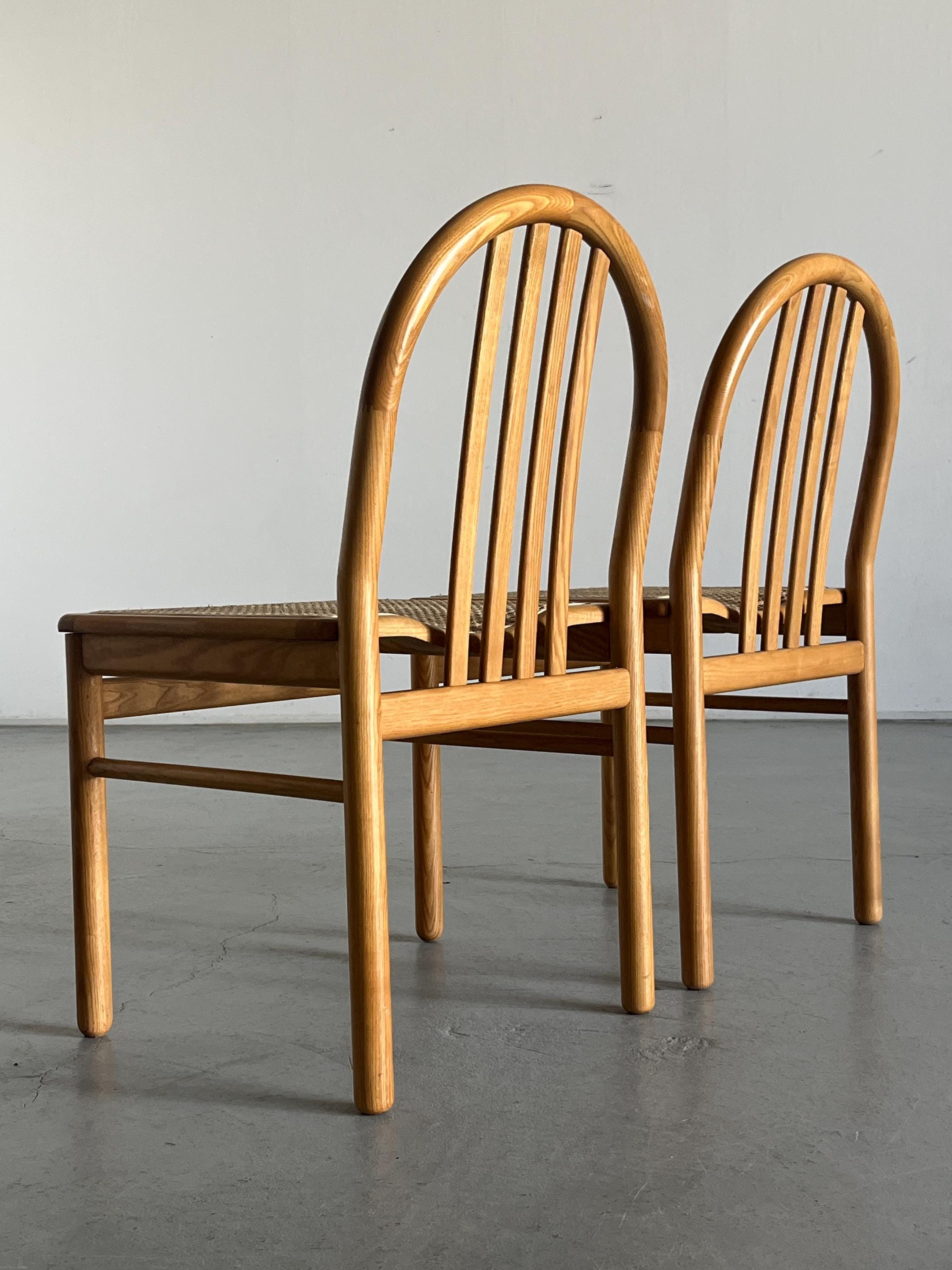 Dining Chairs in Lacquered Wood and Cane, Annig Sarian Style