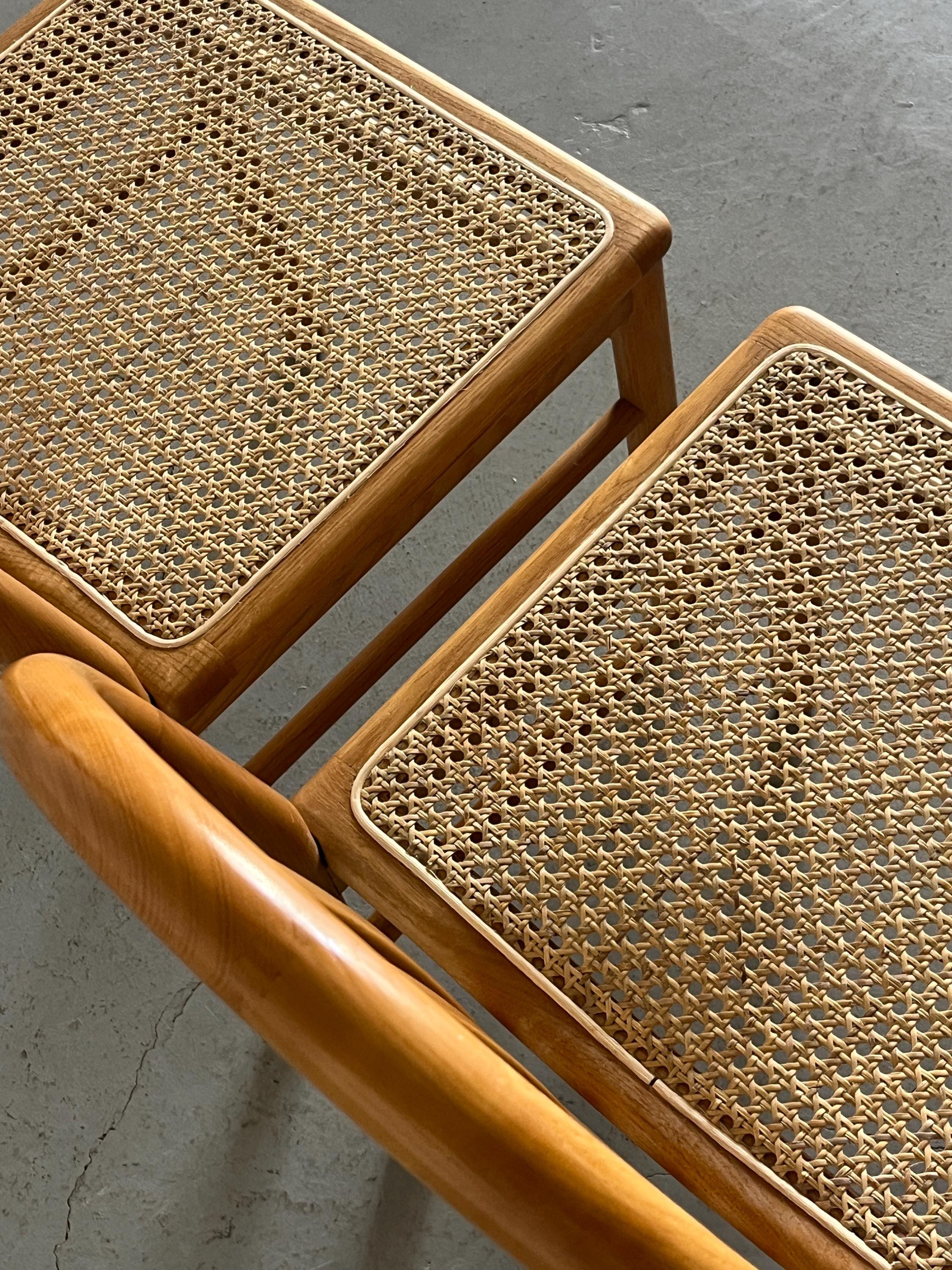 Dining Chairs in Lacquered Wood and Cane, Annig Sarian Style